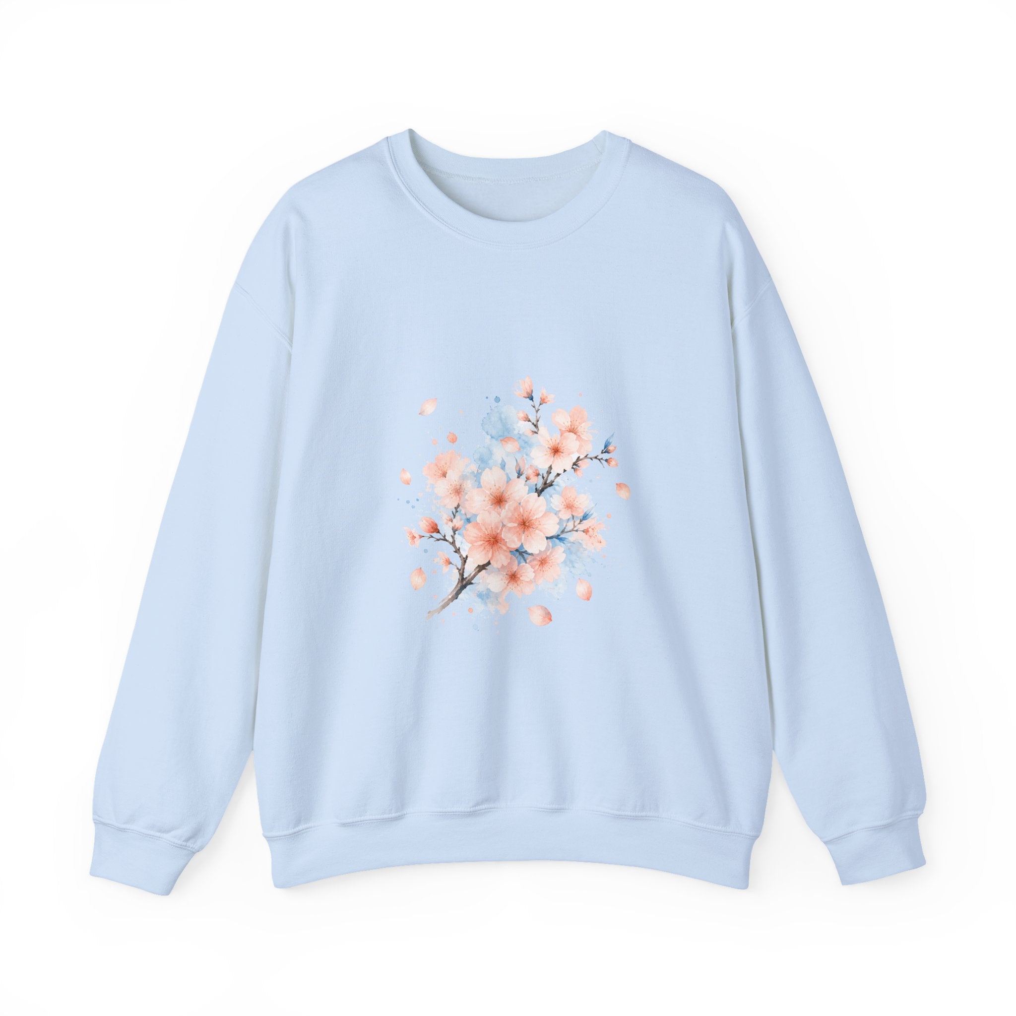 Matching Couple Sweatshirt - Cherry Blossom & Maple Leaf Matching Couple Premium Fleece Sweatshirt Watercolor Art His Hers Birthday Gift - Design A