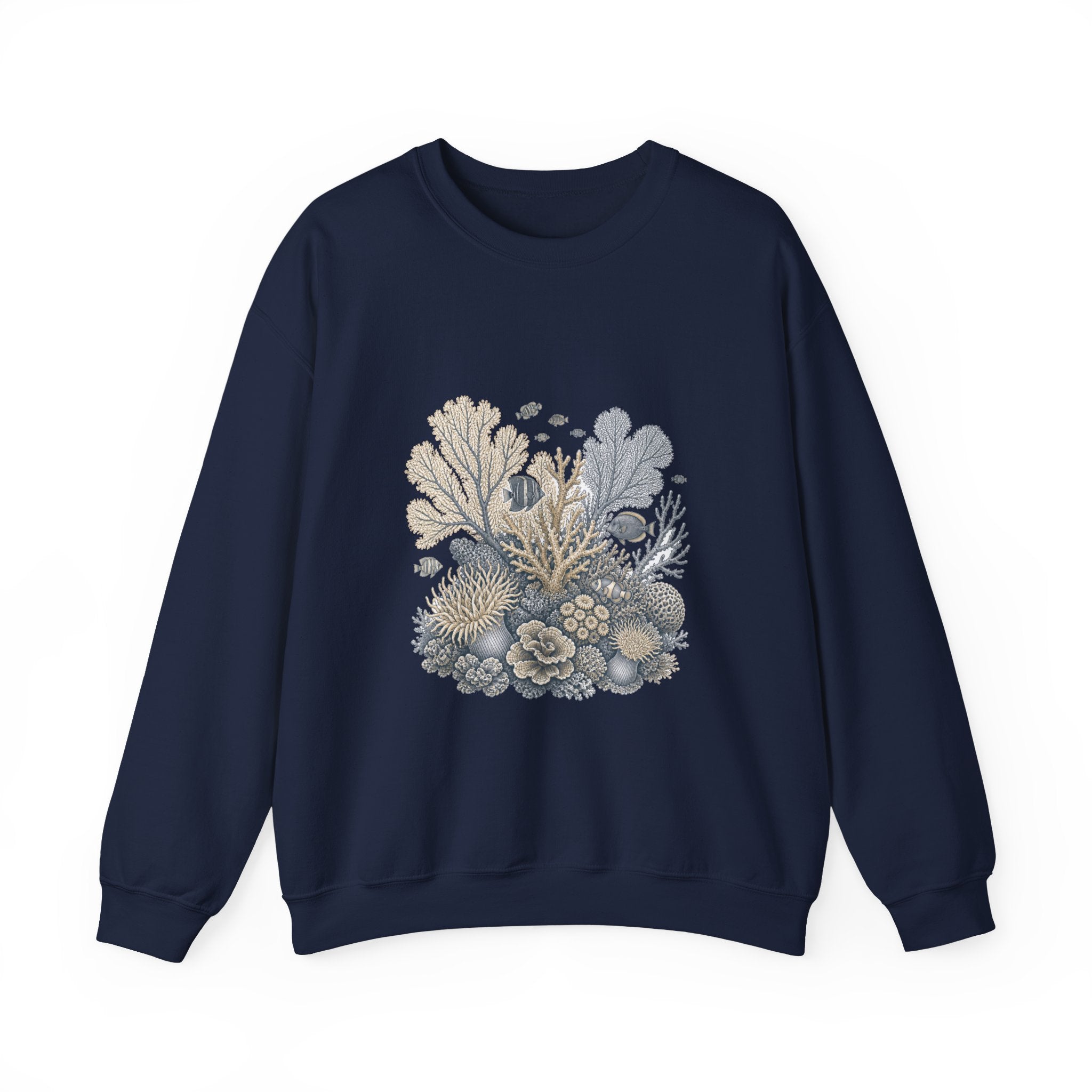 Matching Couple Sweatshirt - Coral Reef & Deep Sea Matching Couple Premium Fleece Sweatshirt Vintage Art His Hers Honeymoon Gift - Design A
