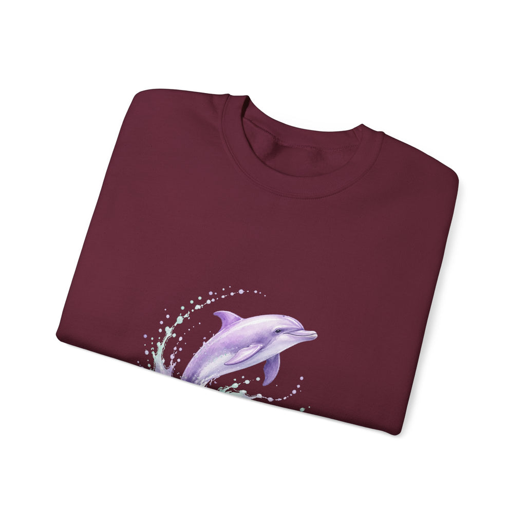 Matching Couple Sweatshirt - Shark & Dolphin Matching Couple Premium Fleece Sweatshirt Watercolor Art His Hers Birthday Gift - Design B