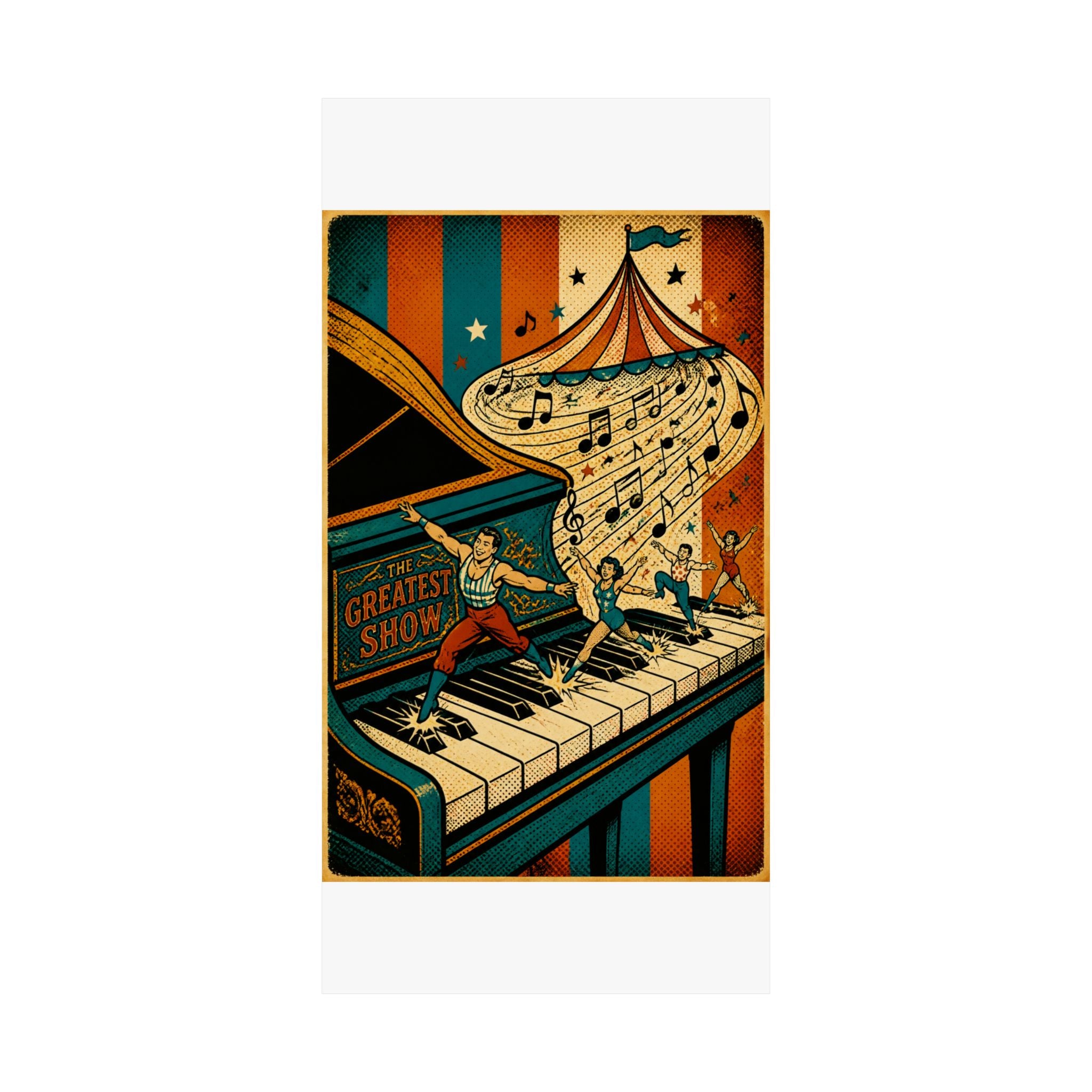 Grand Piano Acrobats Wall Art Poster 24×36 Pop Art Restaurant Decor Maximalist Print