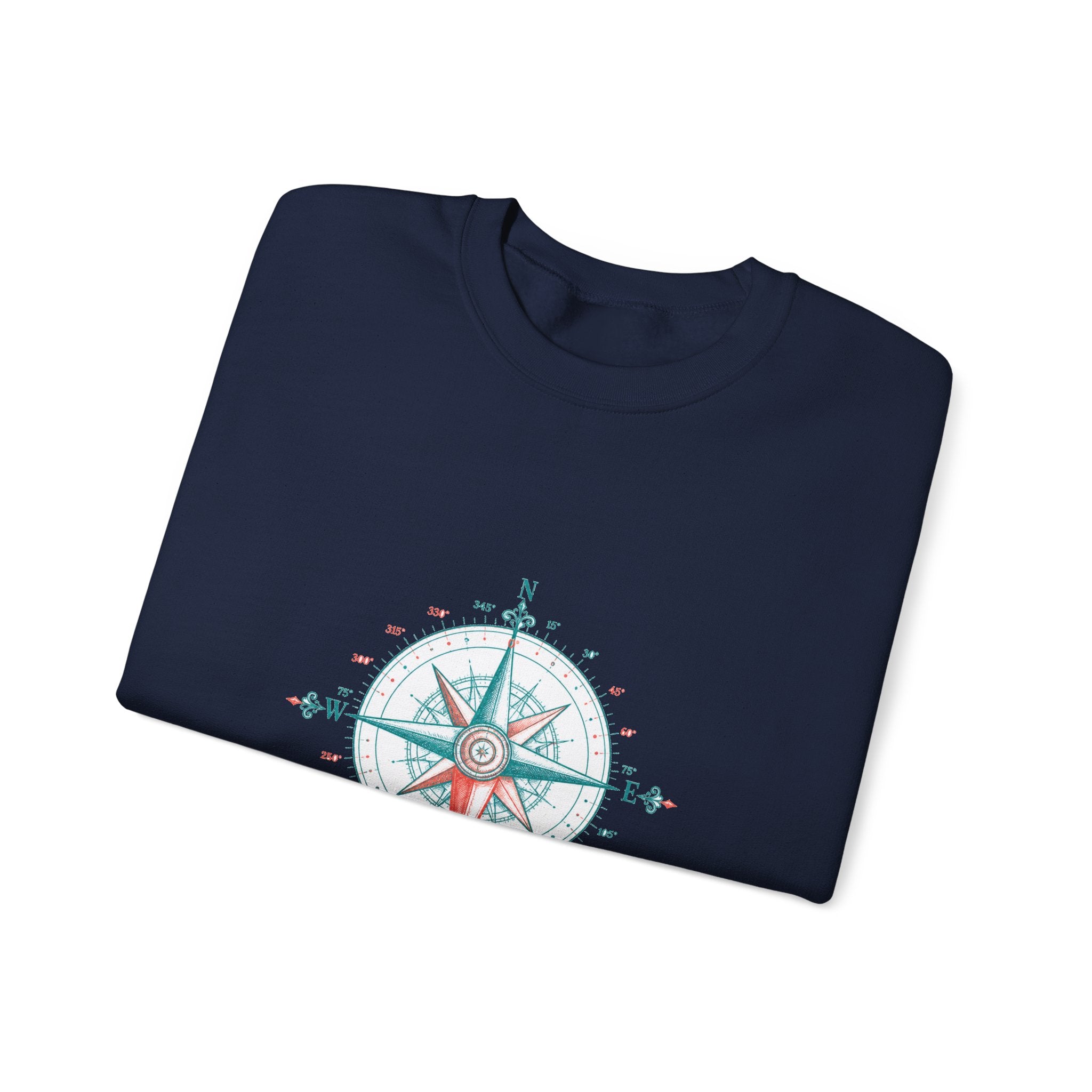 Matching Couple Sweatshirt - Compass North & South Matching Couple Premium Fleece Sweatshirt Hand-Drawn Art His Hers Anniversary Gift - Design B