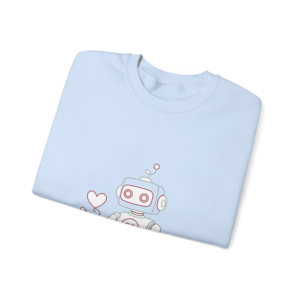 Matching Couple Sweatshirt - Robot & Heart Matching Couple Premium Fleece Sweatshirt Minimalist Art His Hers Christmas Gift - Design A
