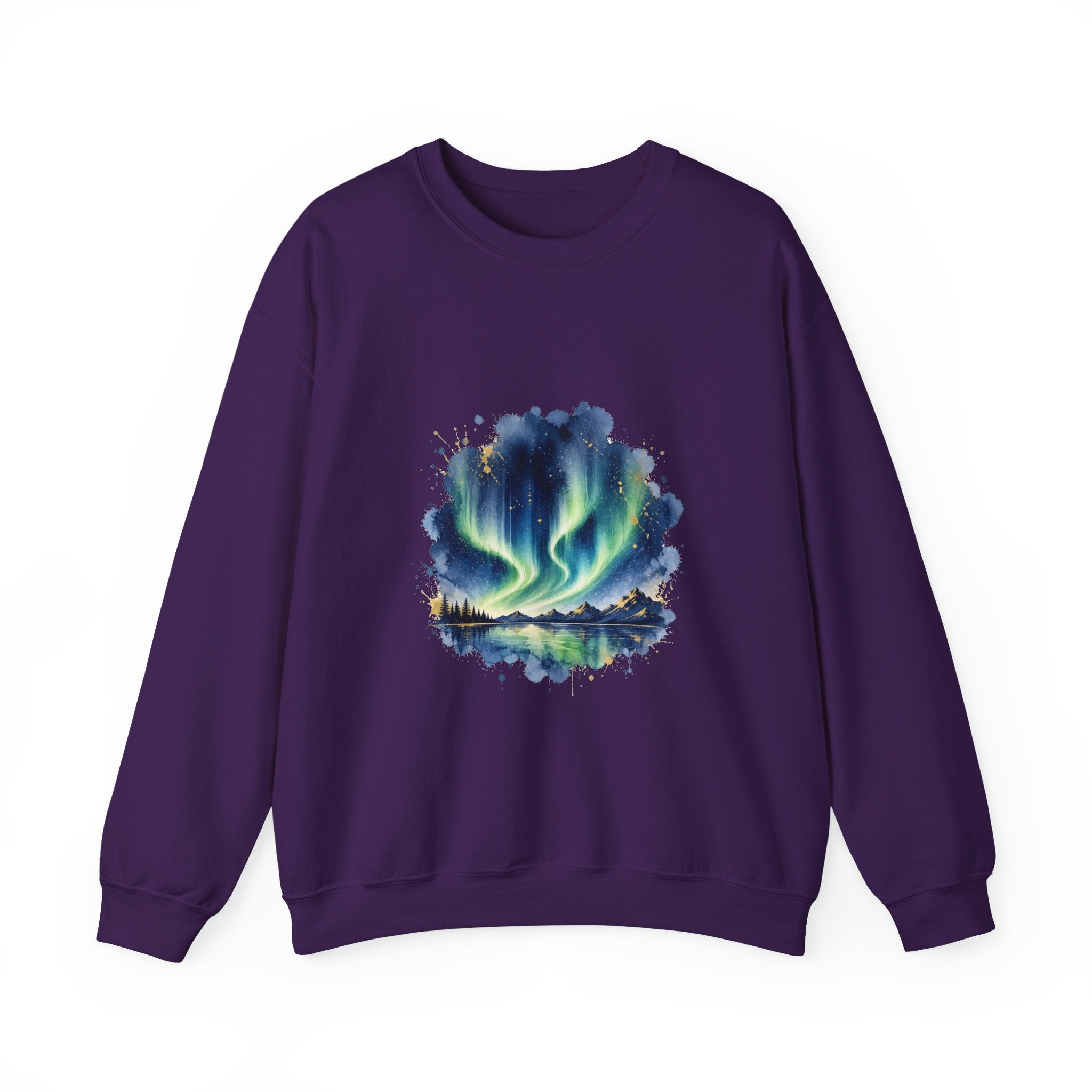 Matching Couple Sweatshirt - Aurora & Southern Cross Matching Couple Crewneck Sweatshirt Watercolor Art His Hers Engagement Gift - Design A