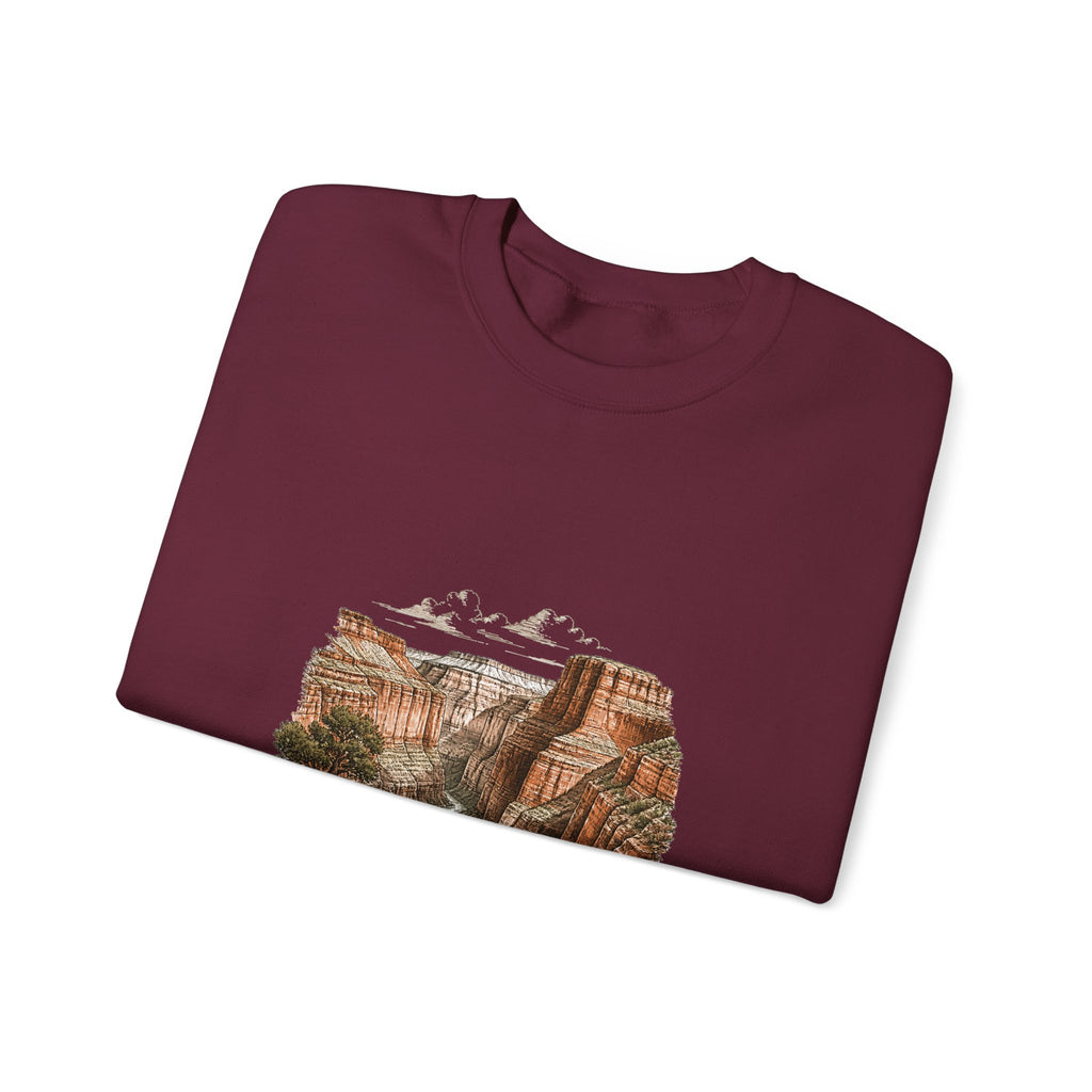 Matching Couple Sweatshirt - Lavender Fields & Canyon Matching Couple Premium Fleece Sweatshirt Hand-Drawn Art His Hers Anniversary Gift - Design B
