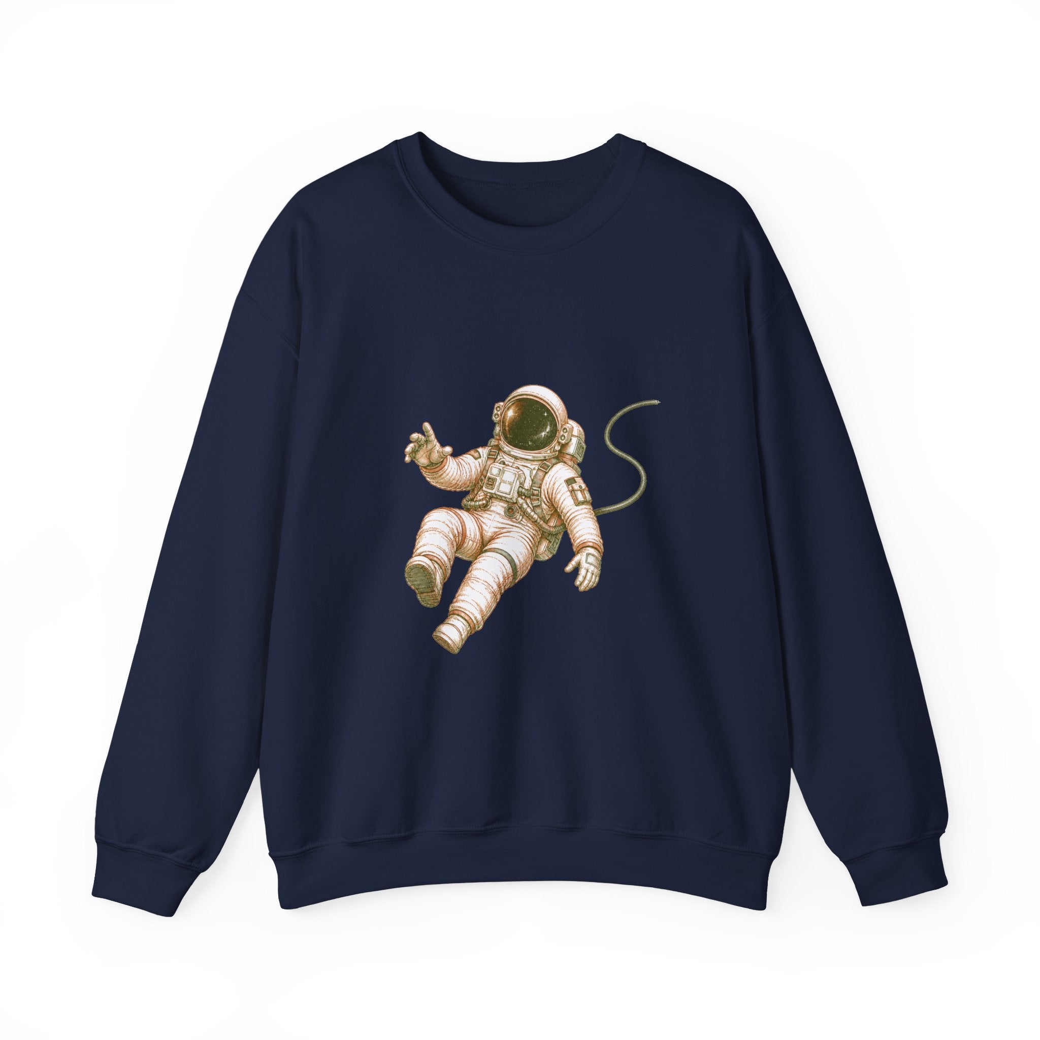 Matching Couple Sweatshirt - Astronaut & Planet Matching Couple Comfort Colors Crew Hand-Drawn Art His Hers Anniversary Gift - Design A