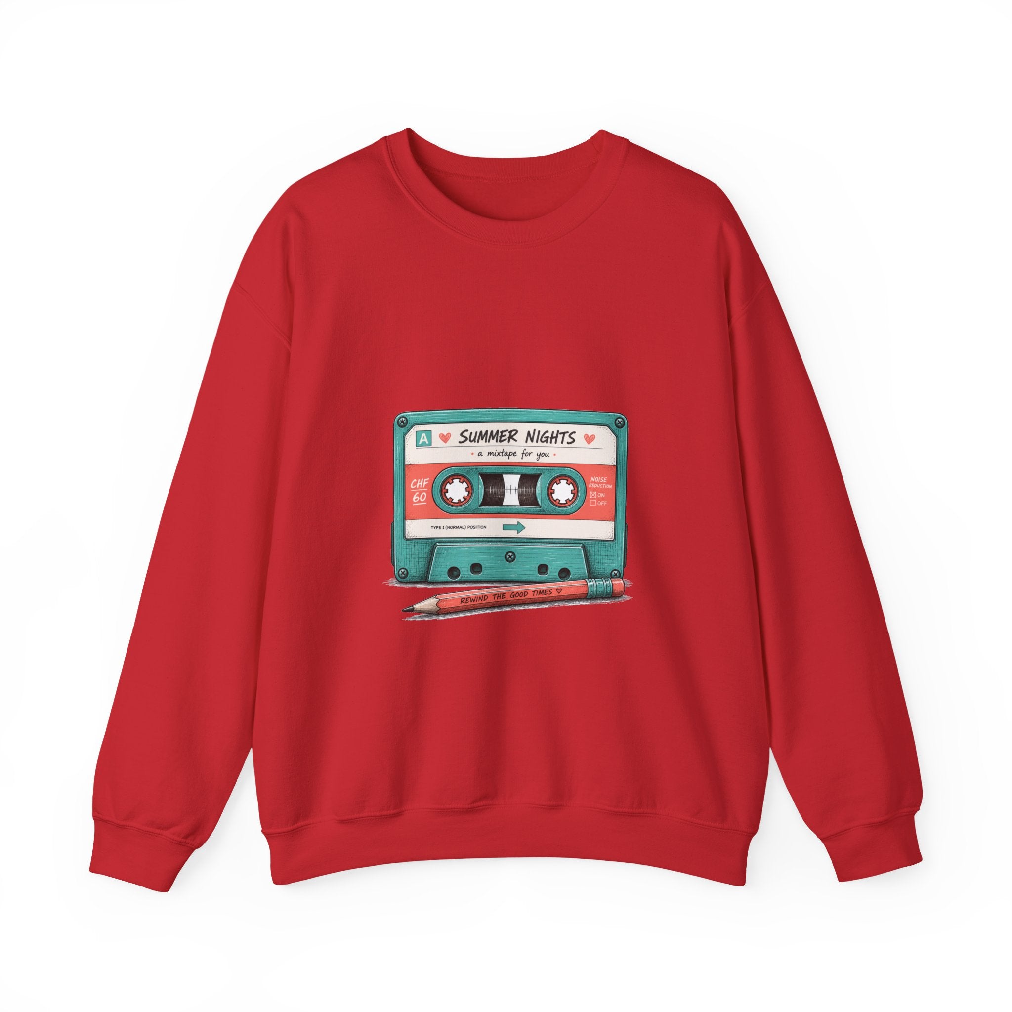 Matching Couple Sweatshirt - Vinyl & Cassette Matching Couple Comfort Colors Crew Hand-Drawn Art His Hers Anniversary Gift - Design B