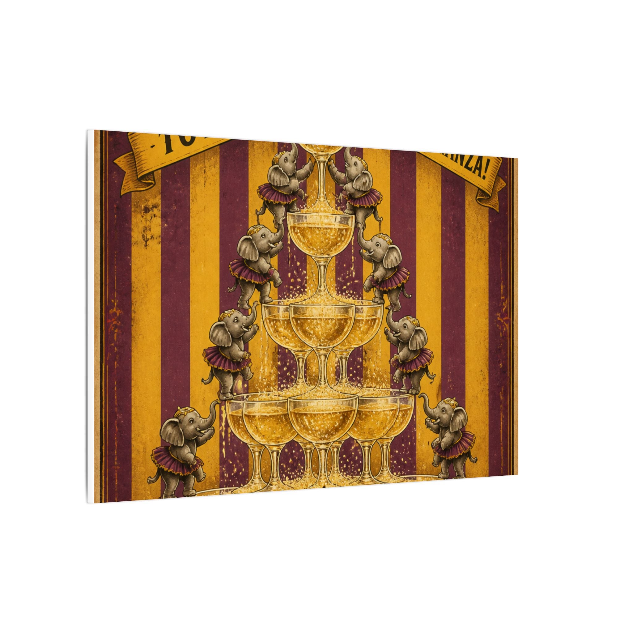 Champagne Tower Elephants Wall Art Canvas 24×36 Vintage Circus Bedroom Decor Maximalist Print