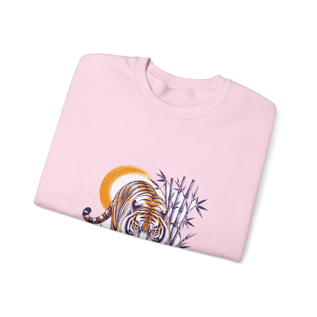 Matching Couple Sweatshirt - Tiger & Crane Matching Couple Premium Fleece Sweatshirt Hand-Drawn Art His Hers Anniversary Gift - Design A