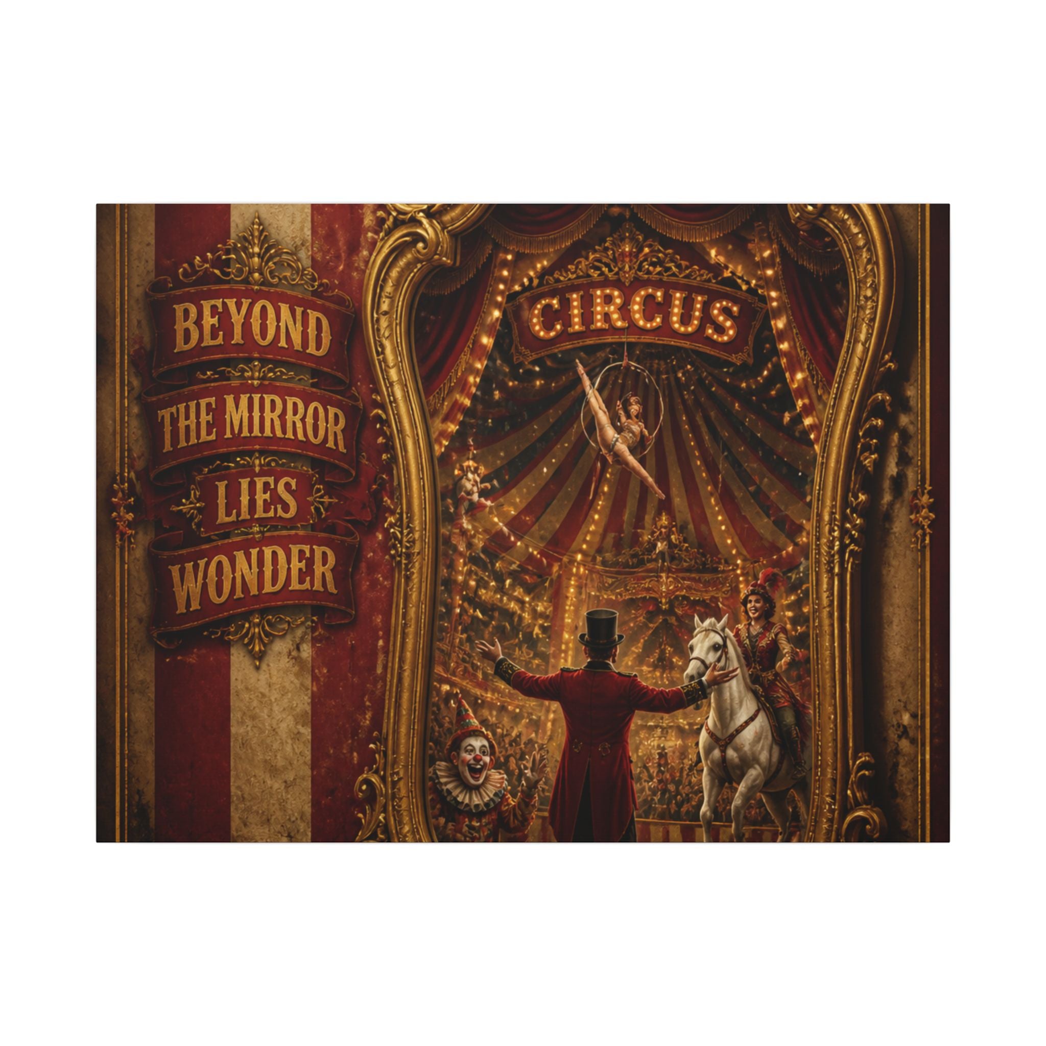 Vintage Mirror Circus Wall Art Canvas 16×20 Baroque Home Office Decor Maximalist Print
