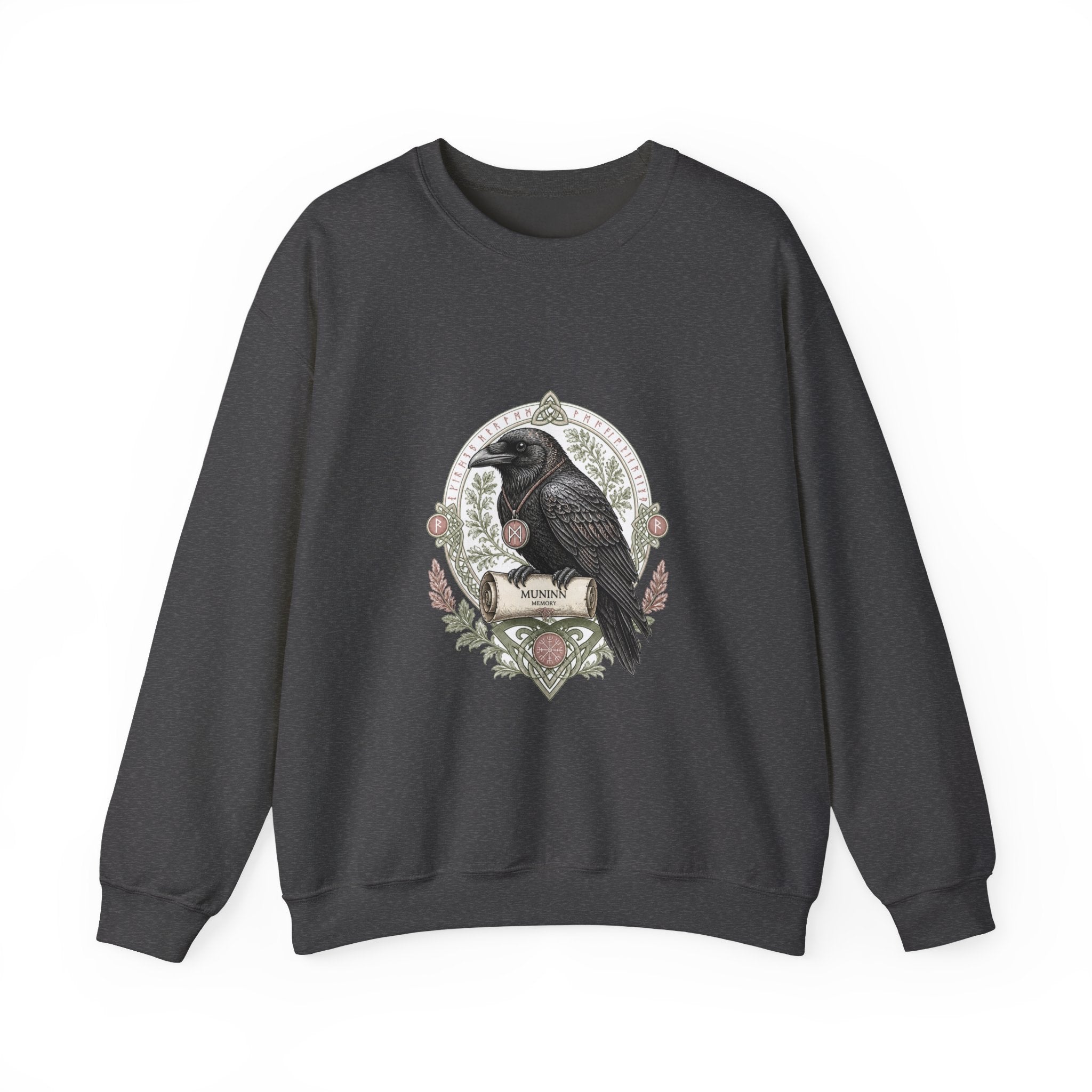 Matching Couple Sweatshirt - Huginn & Muninn Matching Couple Crewneck Sweatshirt Vintage Art His Hers Wedding Gift - Design B