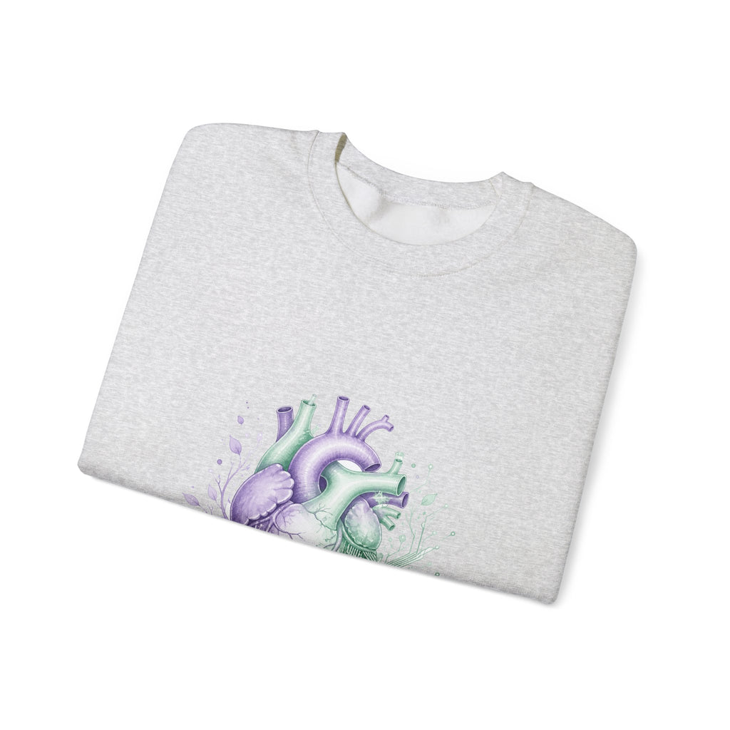 Matching Couple Sweatshirt - Robot & Heart Matching Couple Premium Fleece Sweatshirt Watercolor Art His Hers Birthday Gift - Design B