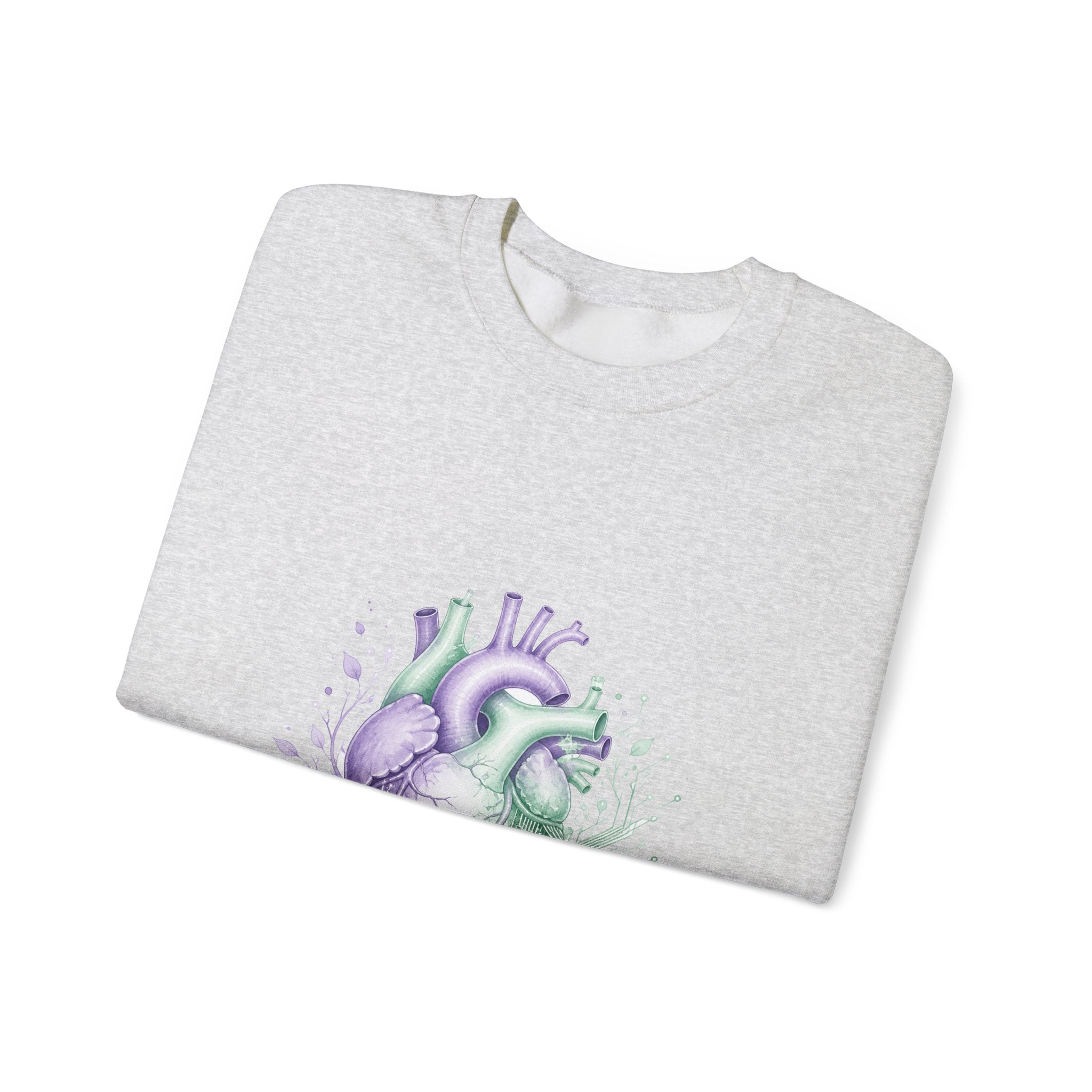 Matching Couple Sweatshirt - Robot & Heart Matching Couple Premium Fleece Sweatshirt Watercolor Art His Hers Birthday Gift - Design B