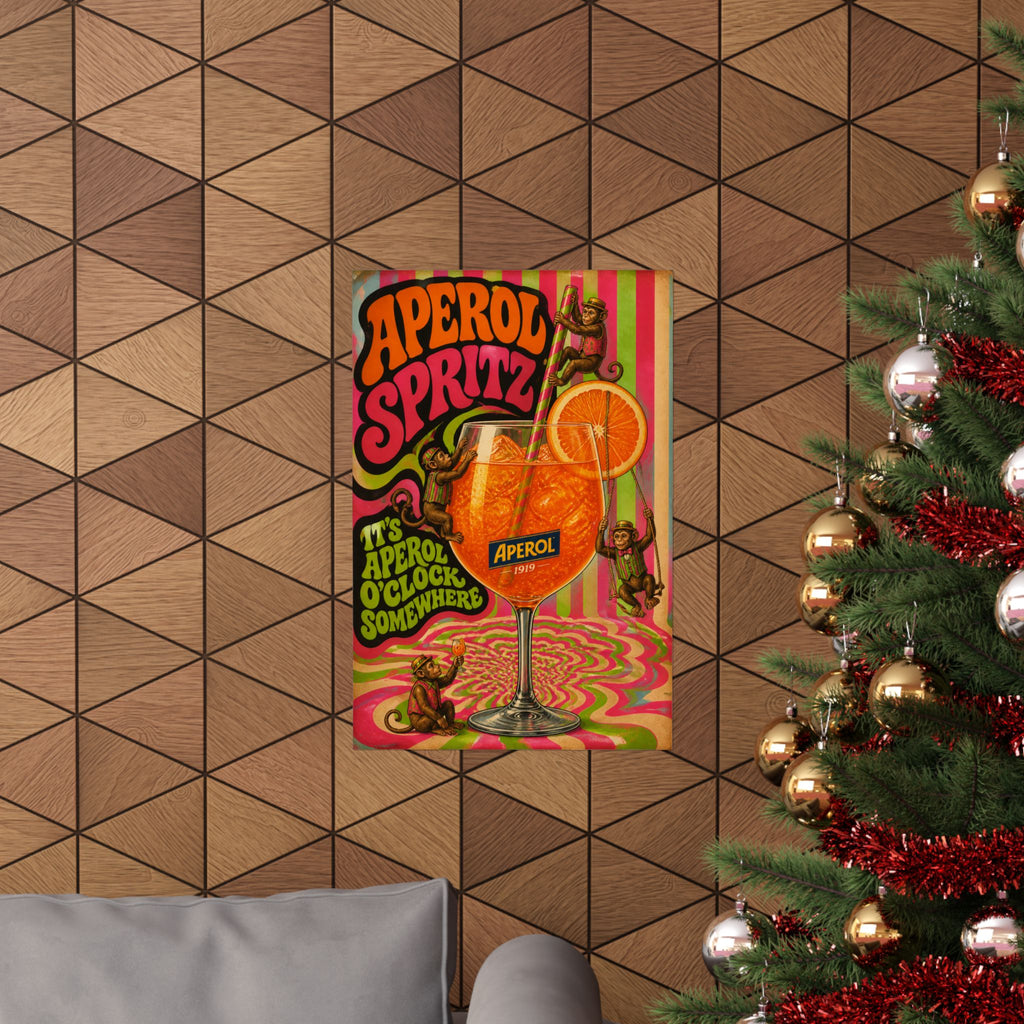 Aperol Spritz Monkeys Wall Art Poster 18×24 Psychedelic Cafe Decor Maximalist Print