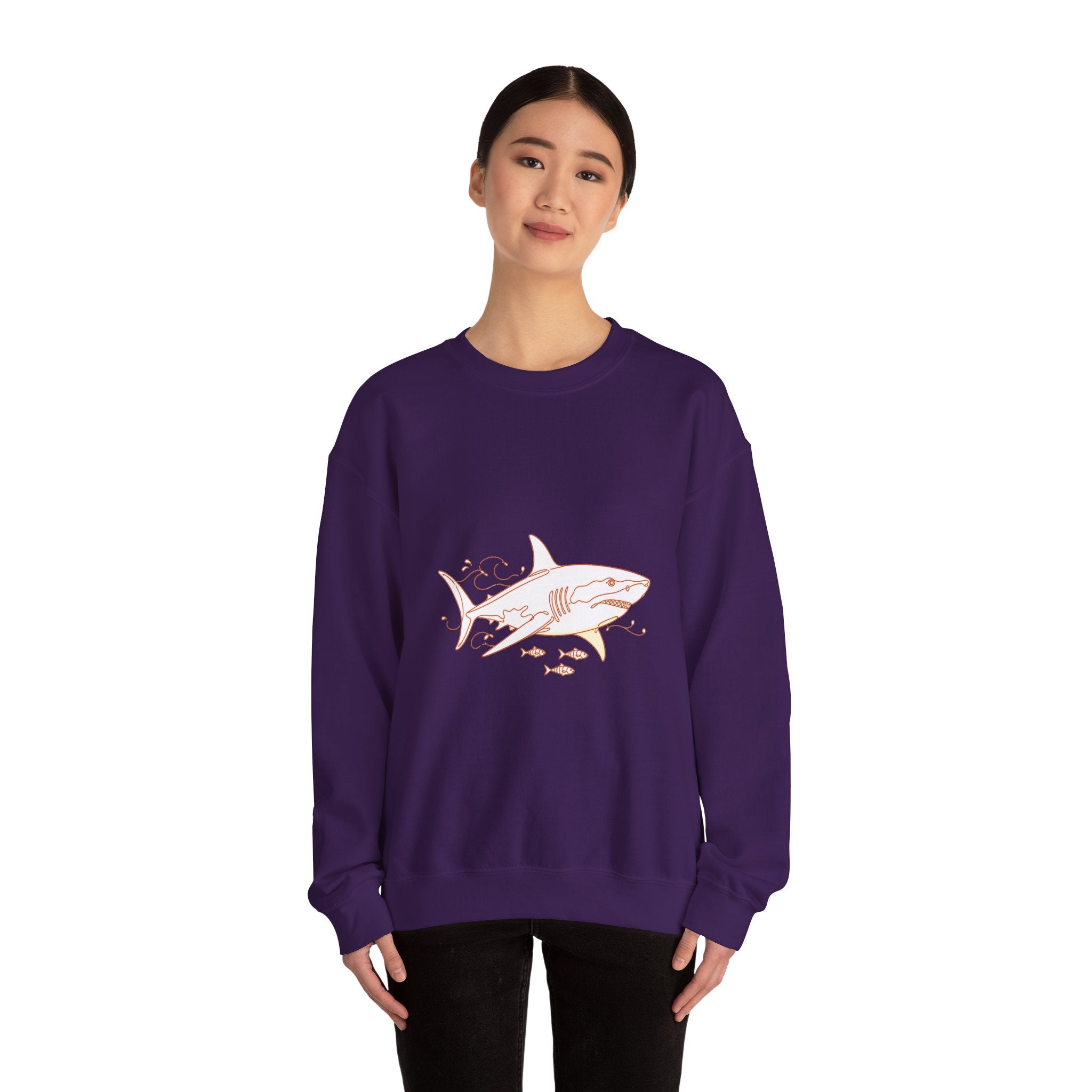 Matching Couple Sweatshirt - Shark & Dolphin Matching Couple Crewneck Sweatshirt Minimalist Art His Hers Valentine Gift - Design A