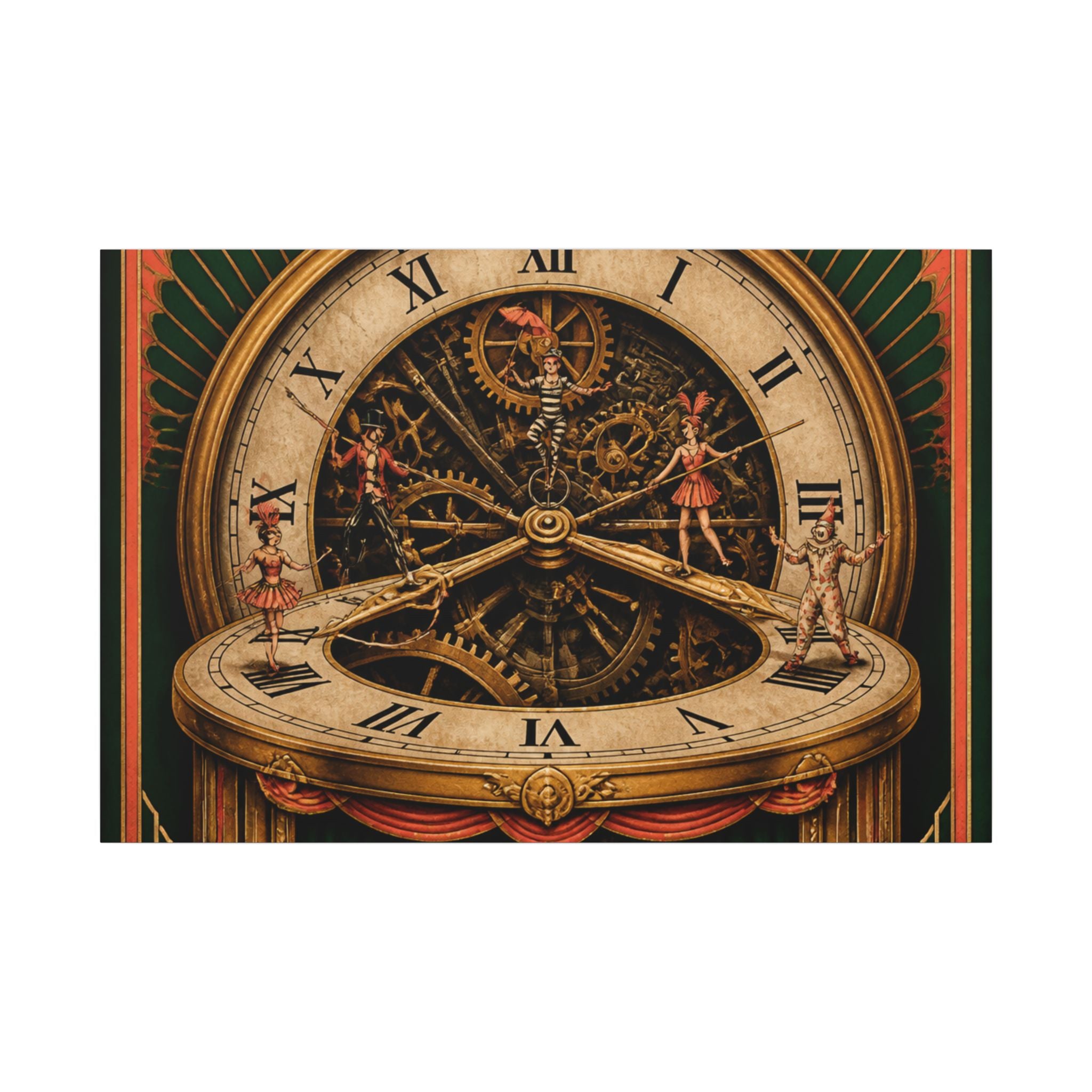 Pocket Watch Performers Wall Art Canvas 24×36 Art Deco Bar Area Decor Maximalist Print
