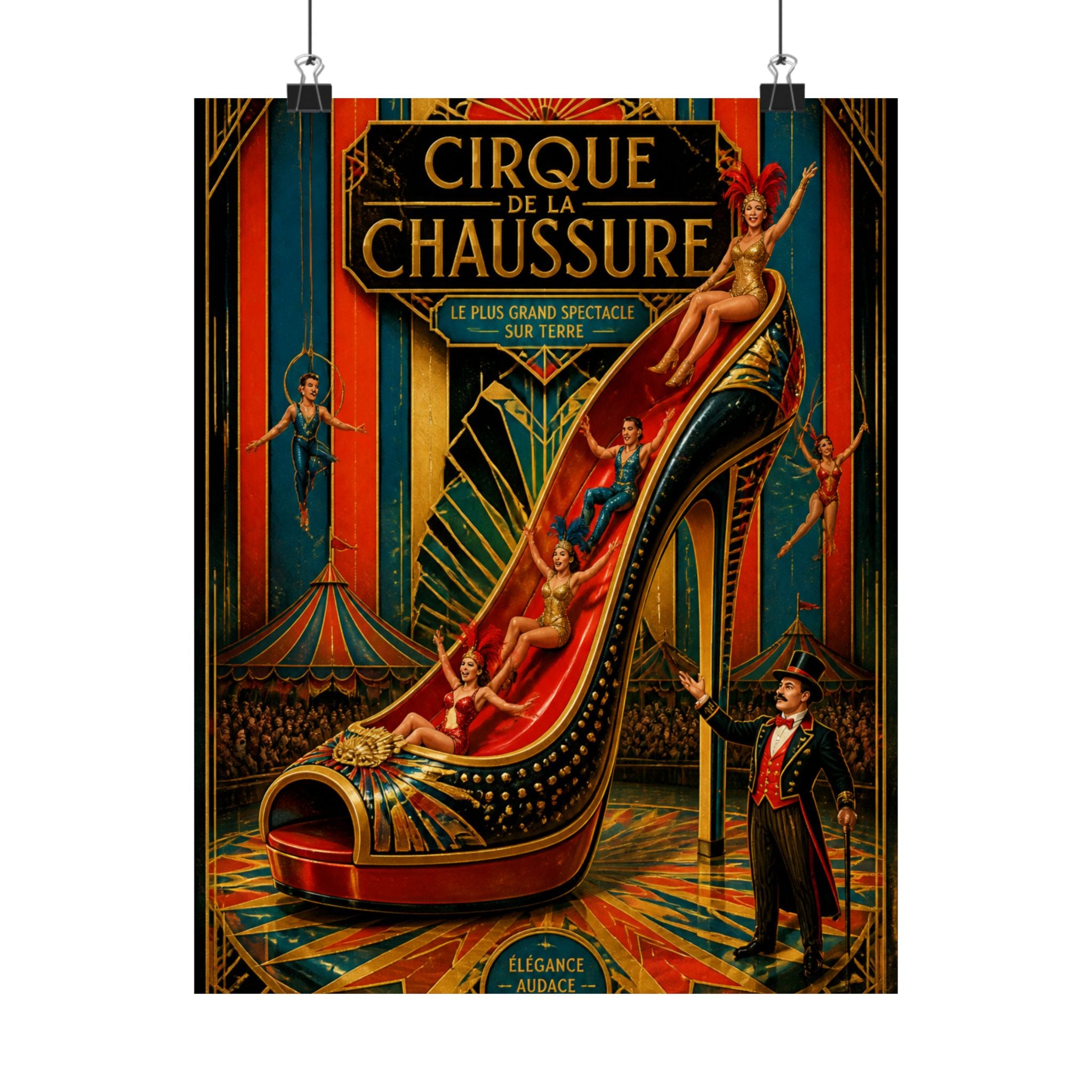 High Heel Slide Wall Art Poster 18×24 Art Deco Entryway Decor Maximalist Print