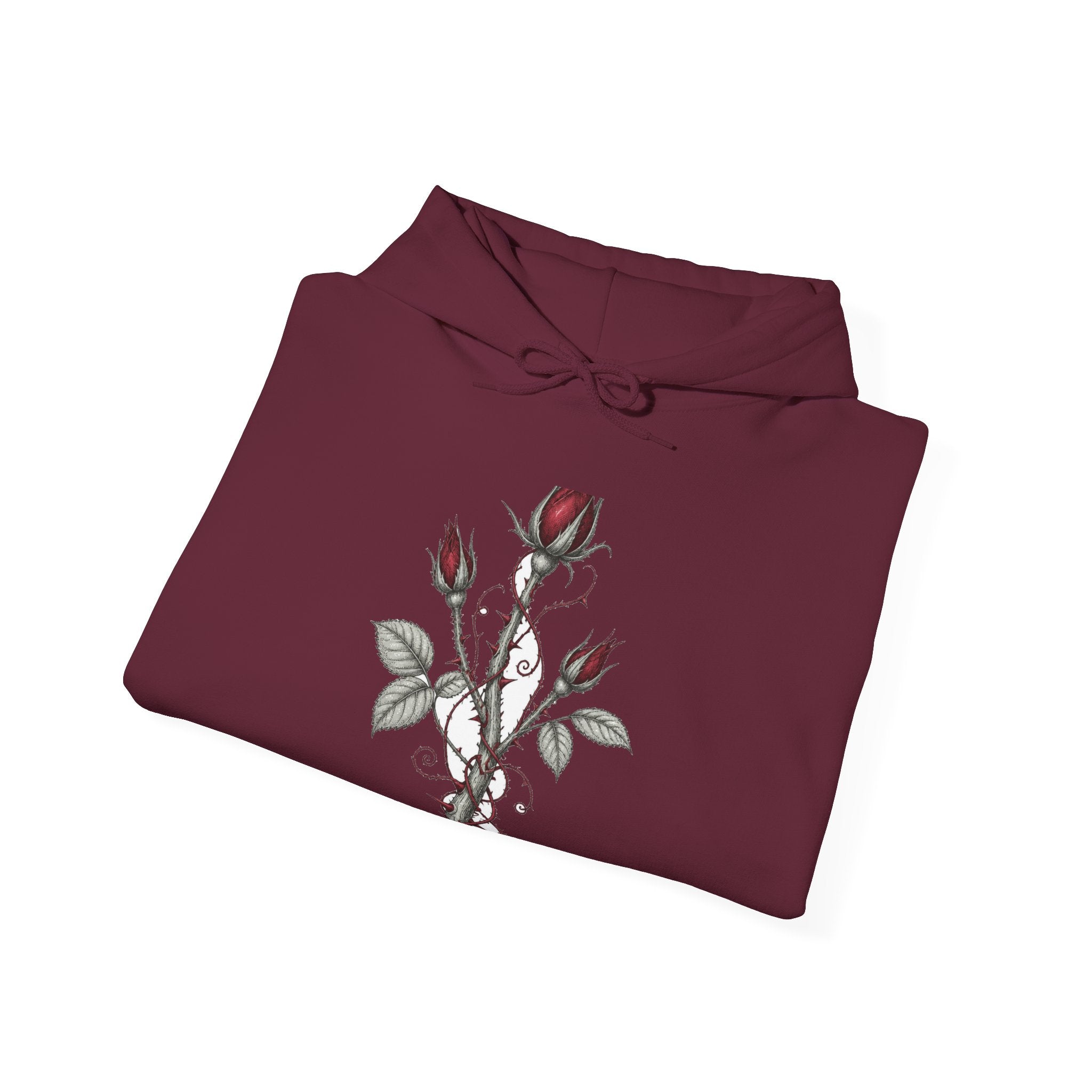 Matching Couple Sweatshirt - Rose & Thorn Matching Couple Hooded Sweatshirt Hand-Drawn Art His Hers Best Friend Gift - Design B