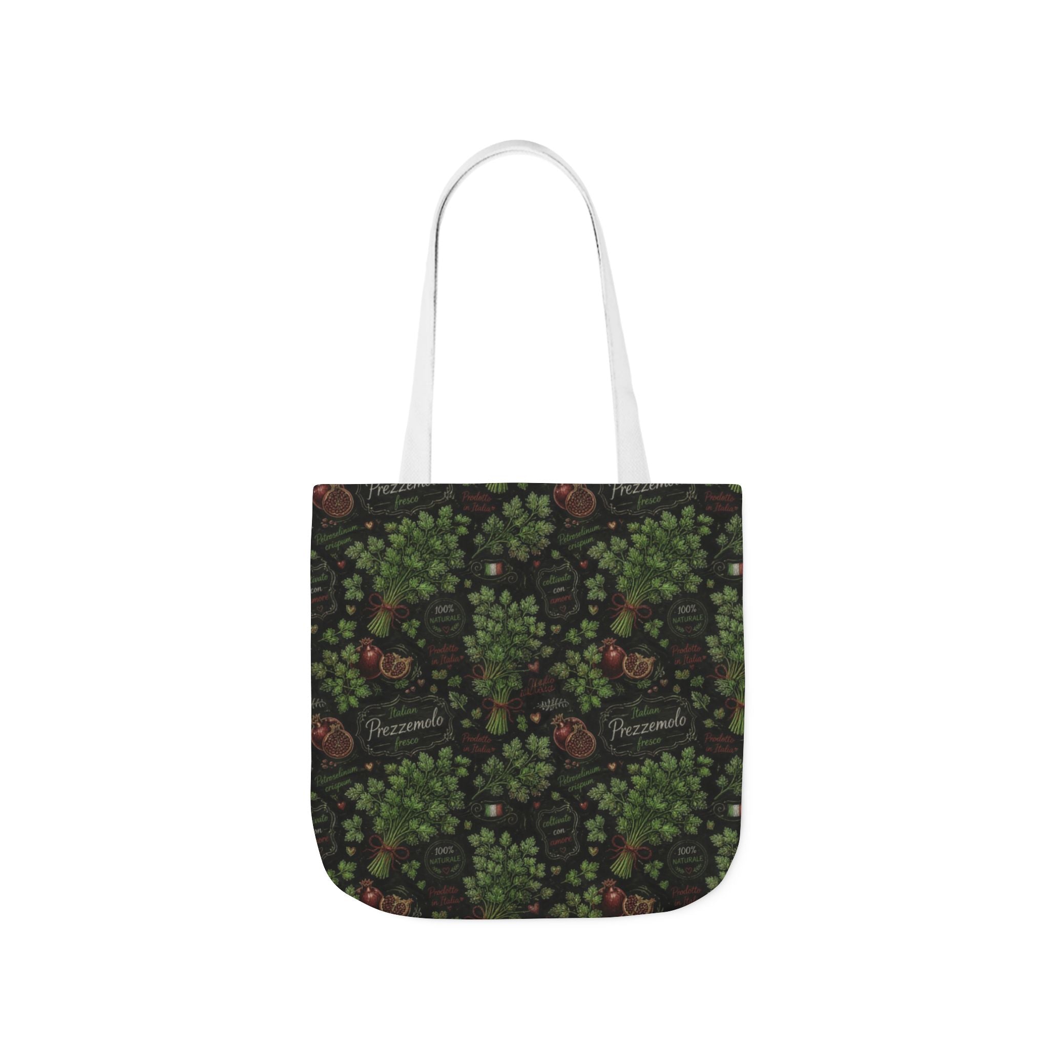 Fresh Parsley Canvas Tote Bag Mediterranean Kitchen Chalk Art Design Italian Cottagecore Gift