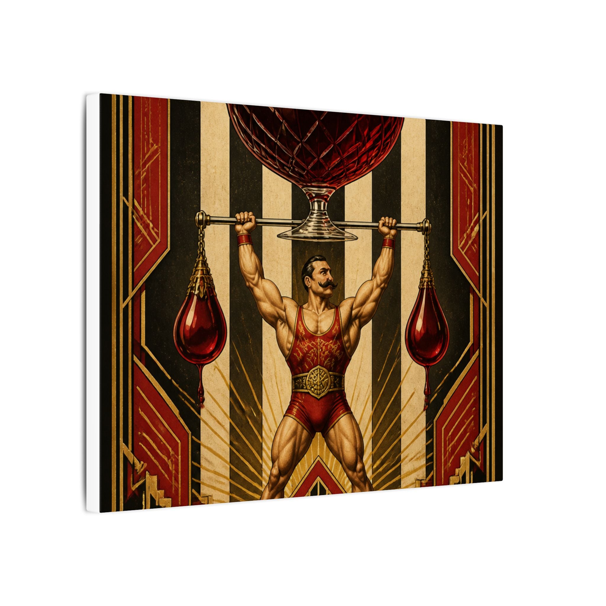 Wine Glass Strongman Wall Art Canvas 16×20 Art Deco Entryway Decor Maximalist Print