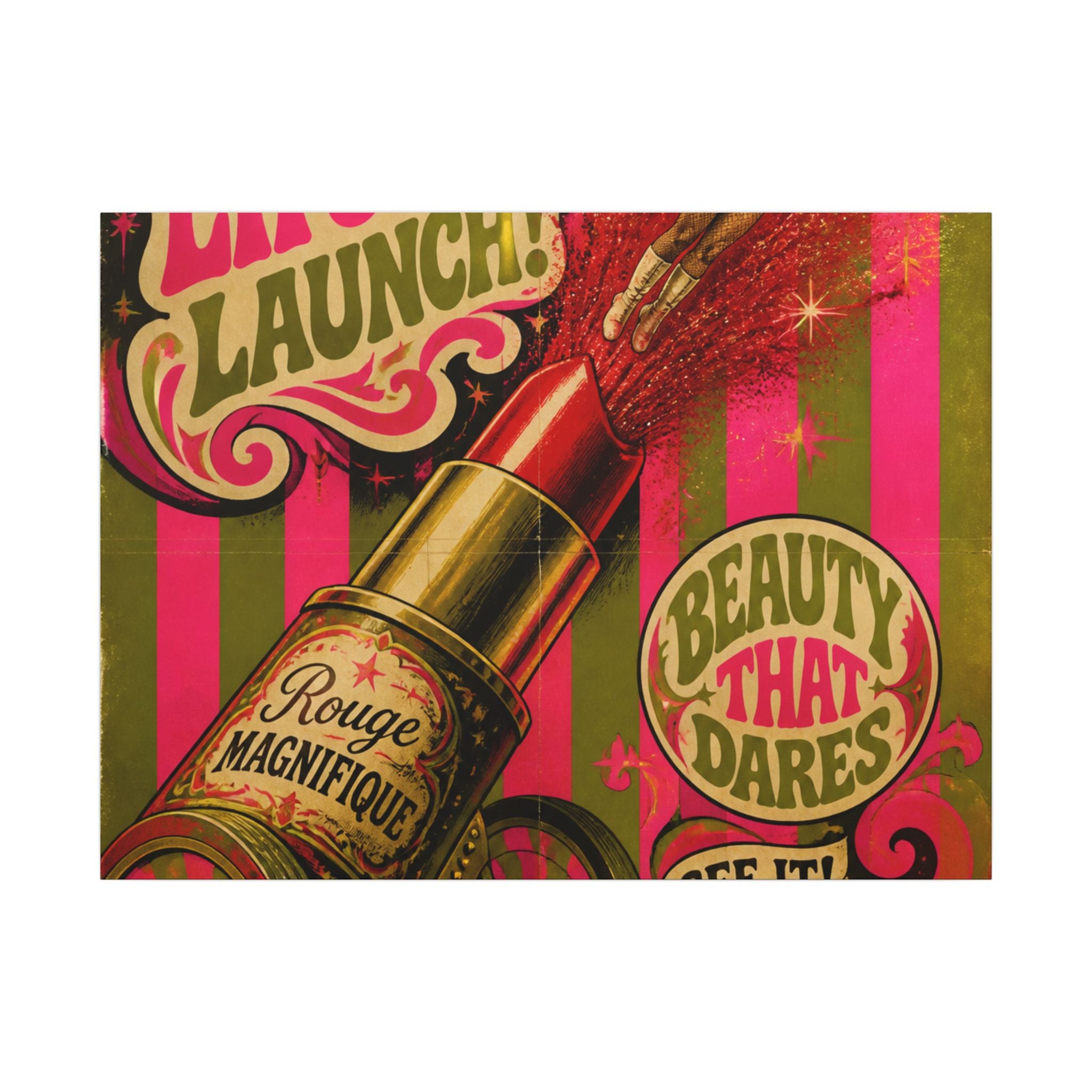 Lipstick Cannon Wall Art Canvas 16×20 Psychedelic Cafe Decor Maximalist Print