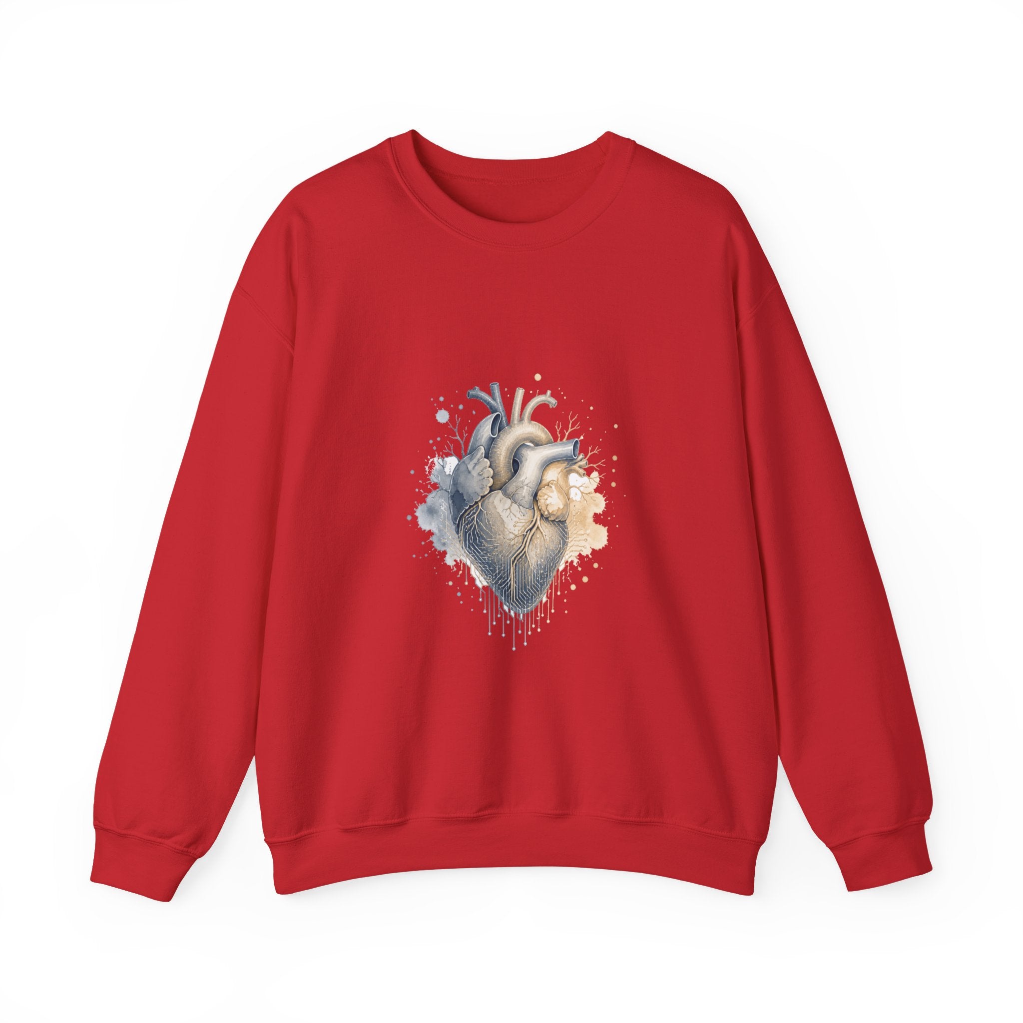 Matching Couple Sweatshirt - Robot & Heart Matching Couple Comfort Colors Crew Watercolor Art His Hers Birthday Gift - Design B