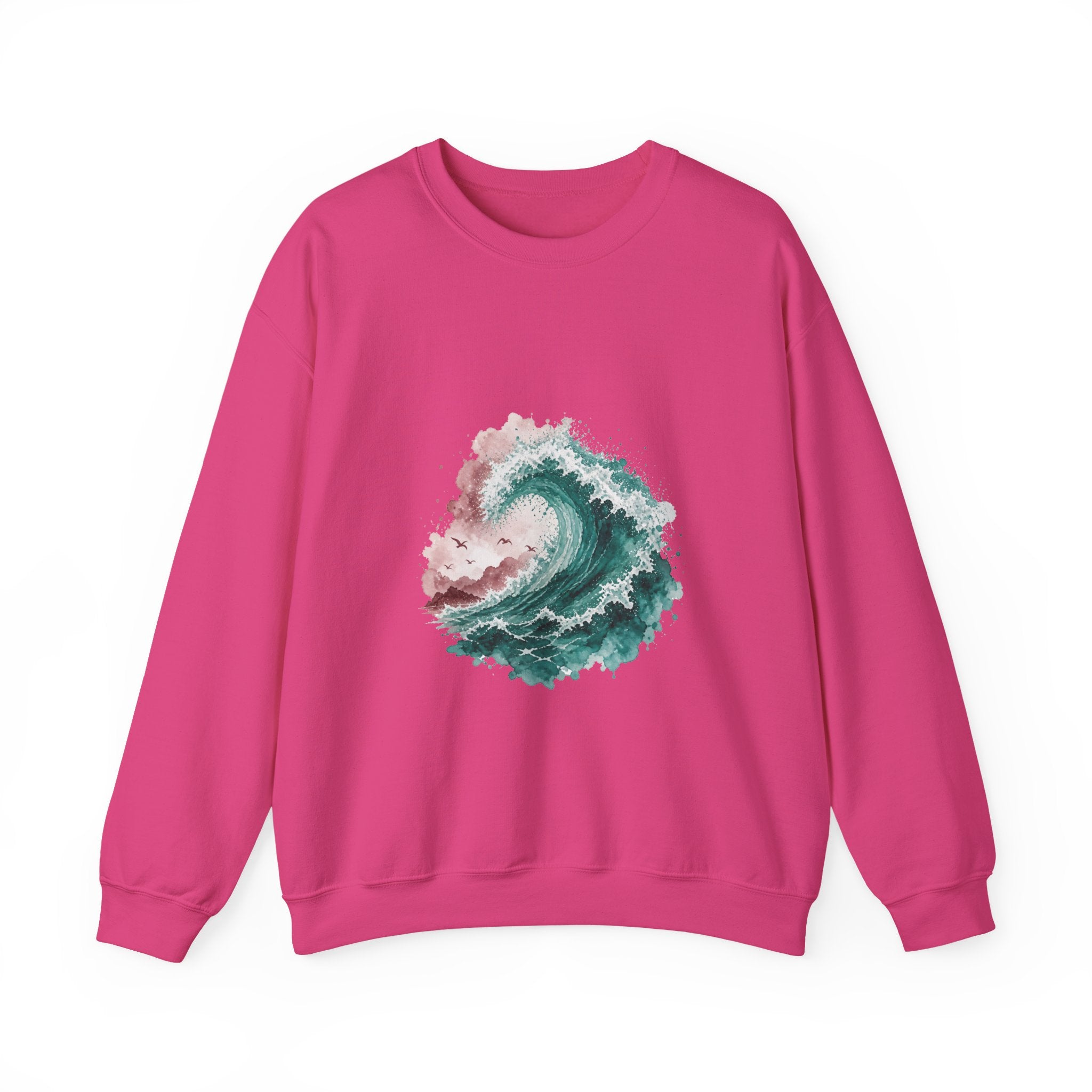 Matching Couple Sweatshirt - Mountain & Ocean Matching Couple Crewneck Sweatshirt Watercolor Art His Hers Engagement Gift - Design B