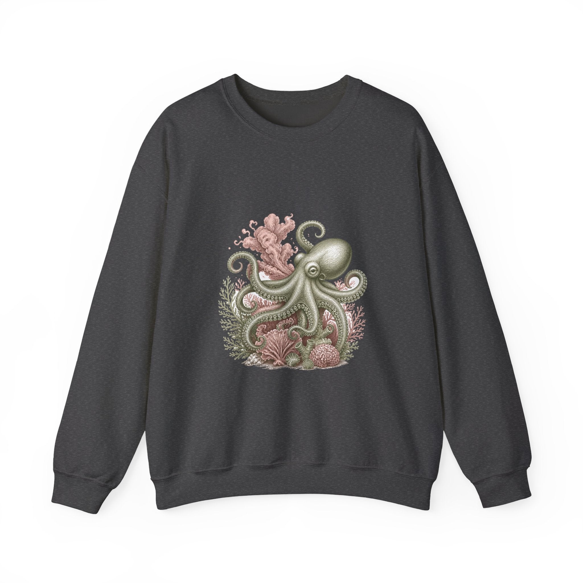 Matching Couple Sweatshirt - Octopus & Jellyfish Matching Couple Premium Fleece Sweatshirt Vintage Art His Hers Honeymoon Gift - Design A
