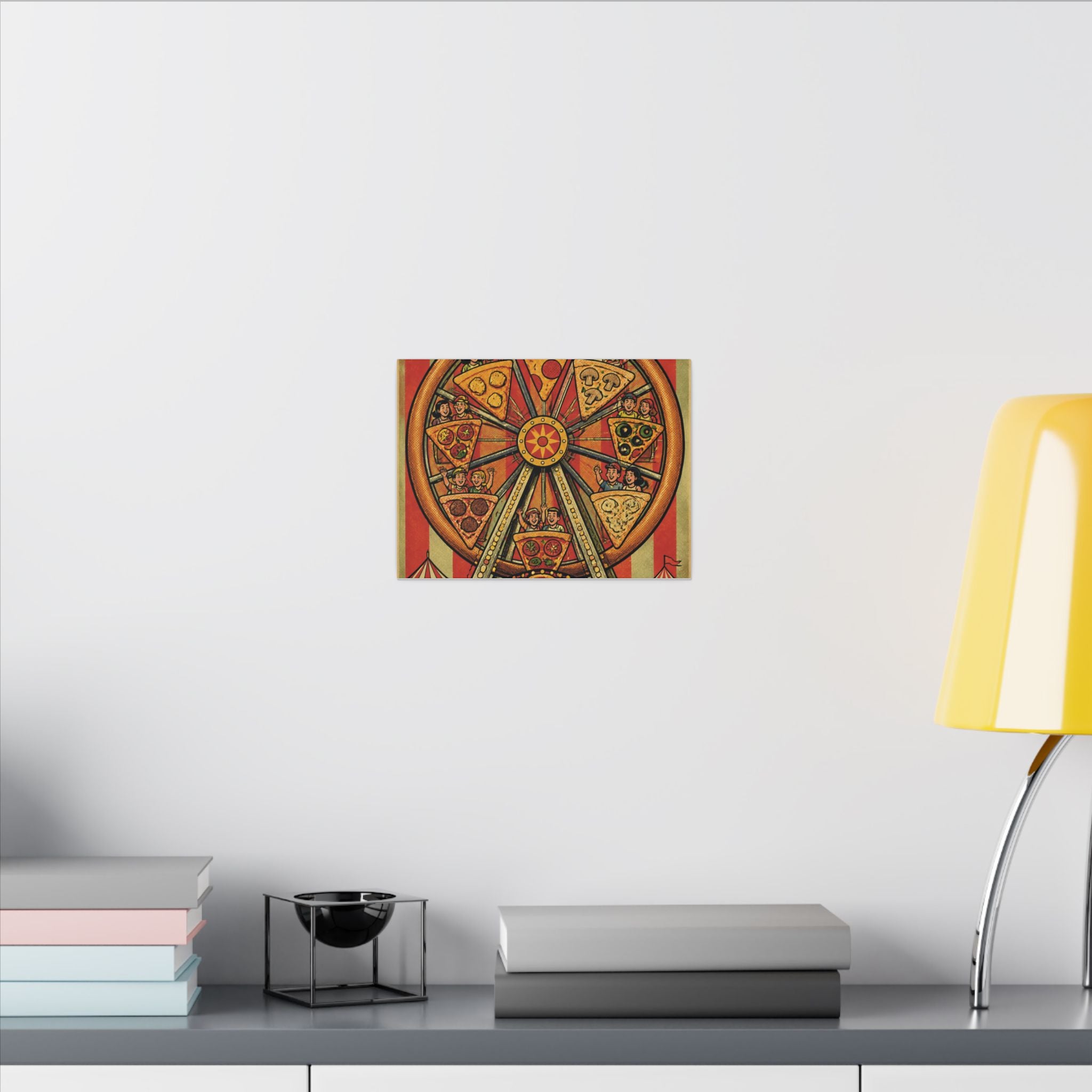 Pizza Ferris Wheel Wall Art Canvas 24×36 Pop Art Restaurant Decor Maximalist Print