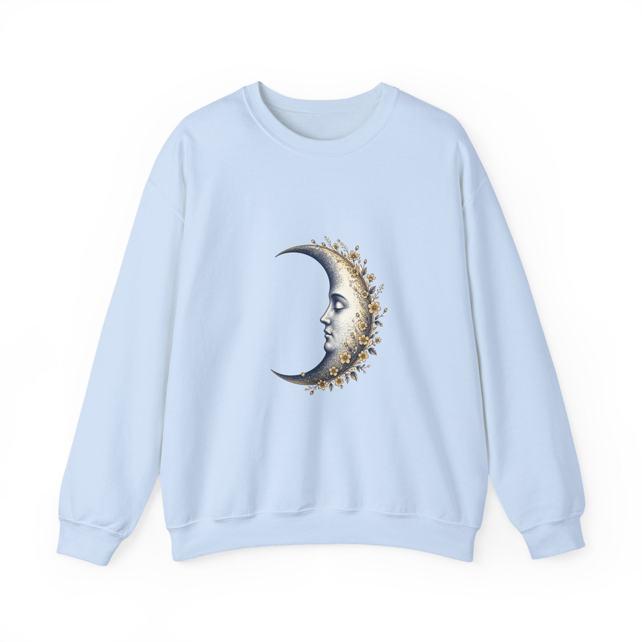 Matching Couple Sweatshirt - Waxing & Waning Moon Matching Couple Premium Fleece Sweatshirt Vintage Art His Hers Honeymoon Gift - Design A