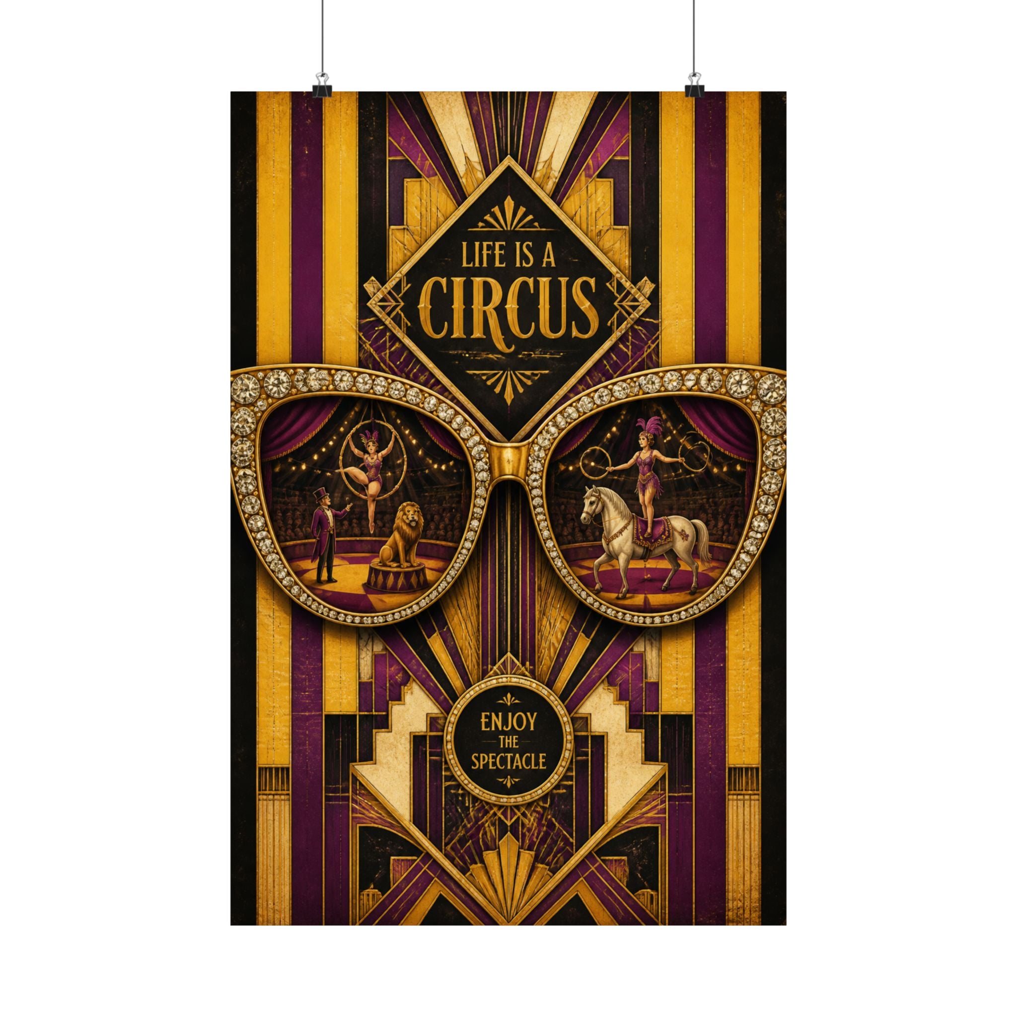 Sunglasses Circus Ring Wall Art Poster 18×24 Art Deco Entryway Decor Maximalist Print
