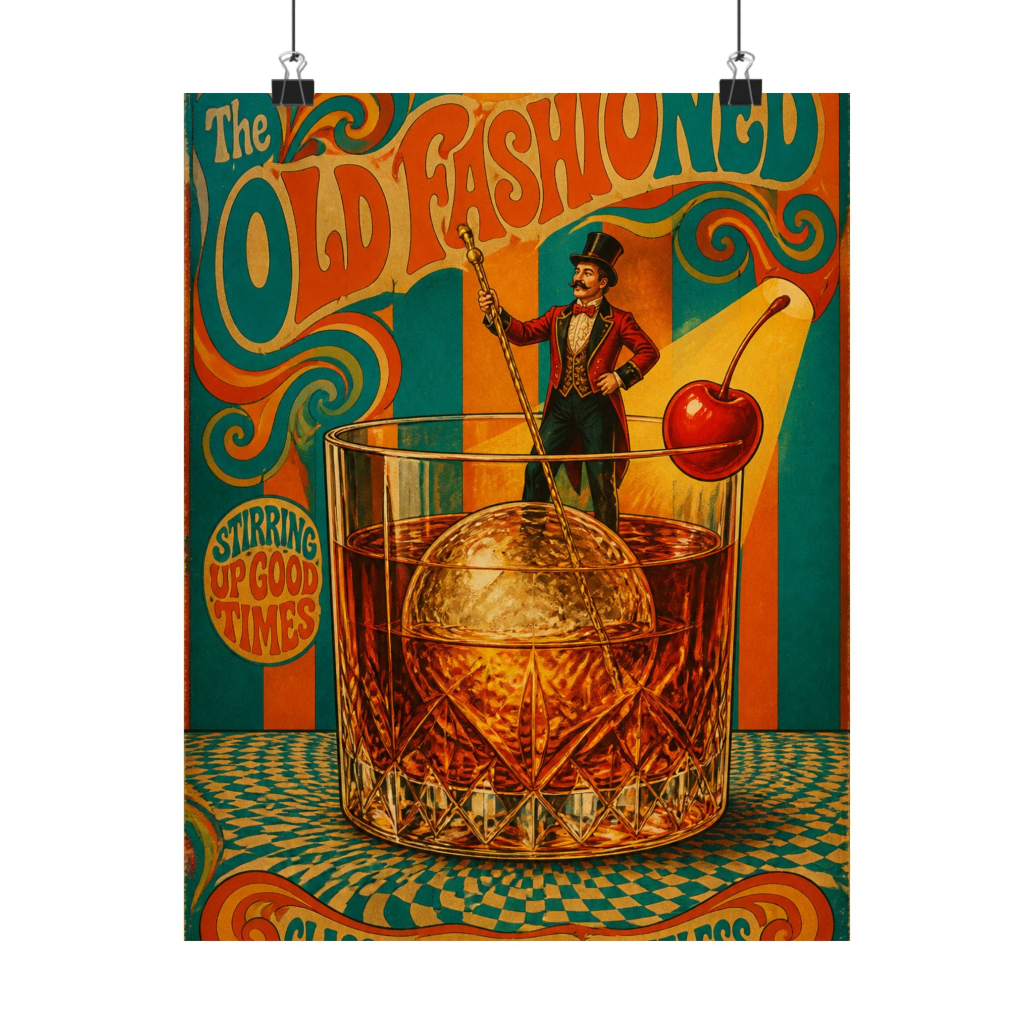 Old Fashioned Ringmaster Wall Art Poster 24×36 Psychedelic Dining Room Decor Maximalist Print