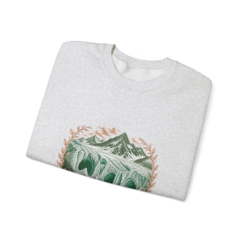 Matching Couple Sweatshirt - Volcano & Glacier Matching Couple Crewneck Sweatshirt Vintage Art His Hers Wedding Gift - Design B