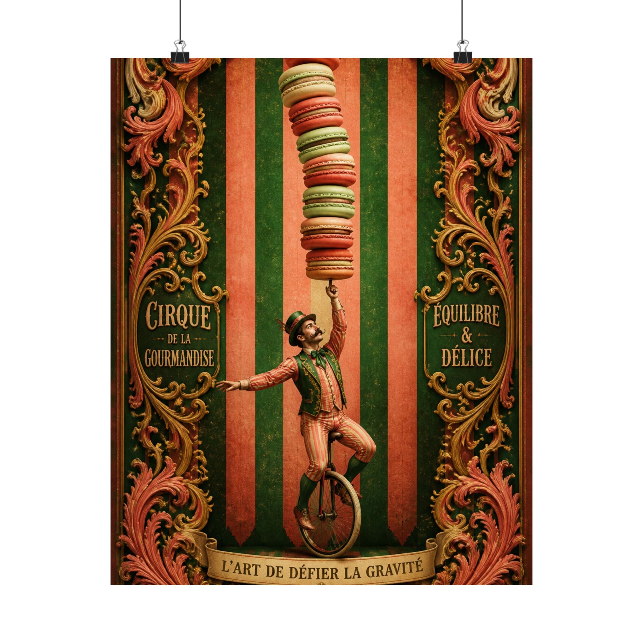 Macaron Balancing Tower Wall Art Poster 18×24 Baroque Home Office Decor Maximalist Print