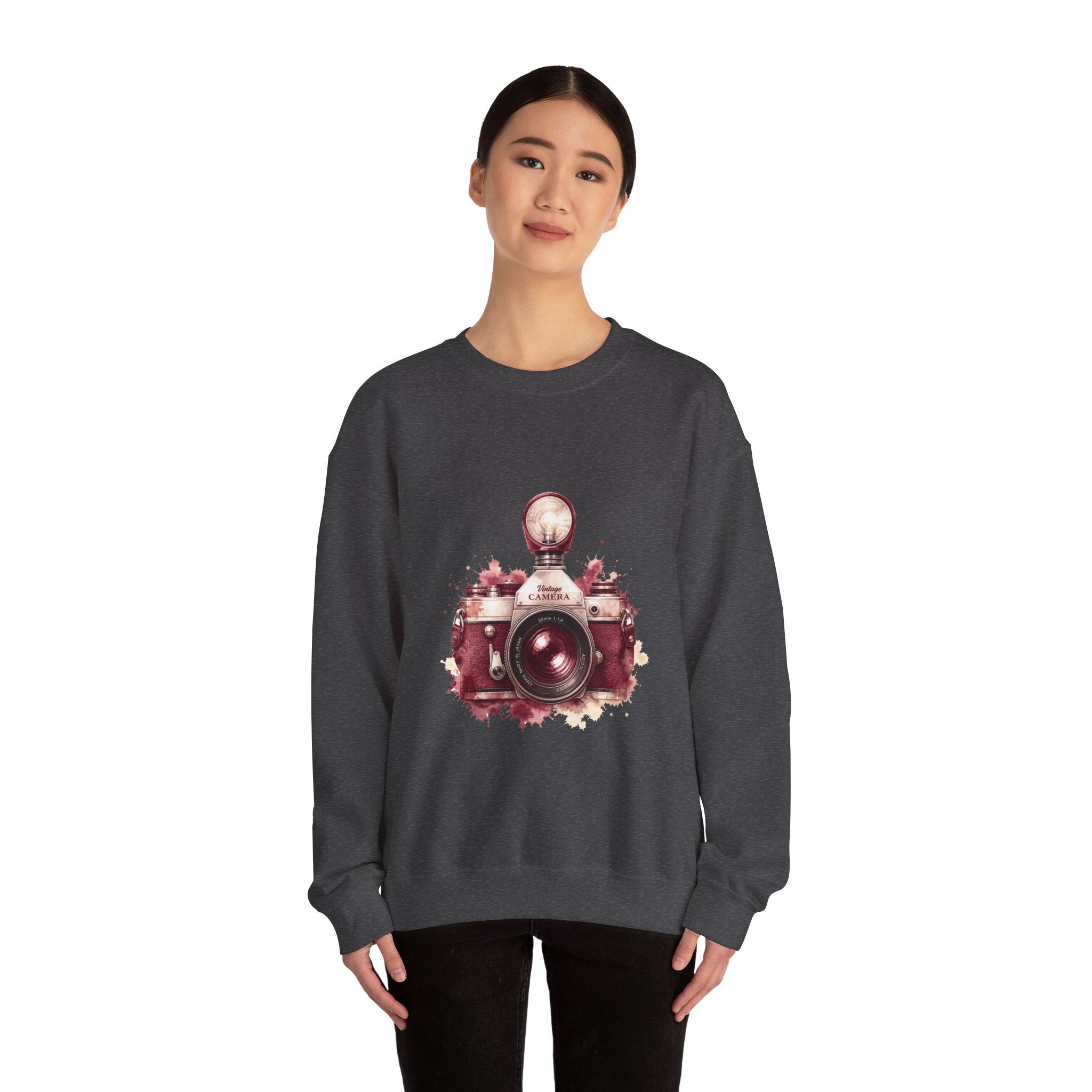 Matching Couple Sweatshirt - Camera & Film Matching Couple Premium Fleece Sweatshirt Watercolor Art His Hers Birthday Gift - Design A
