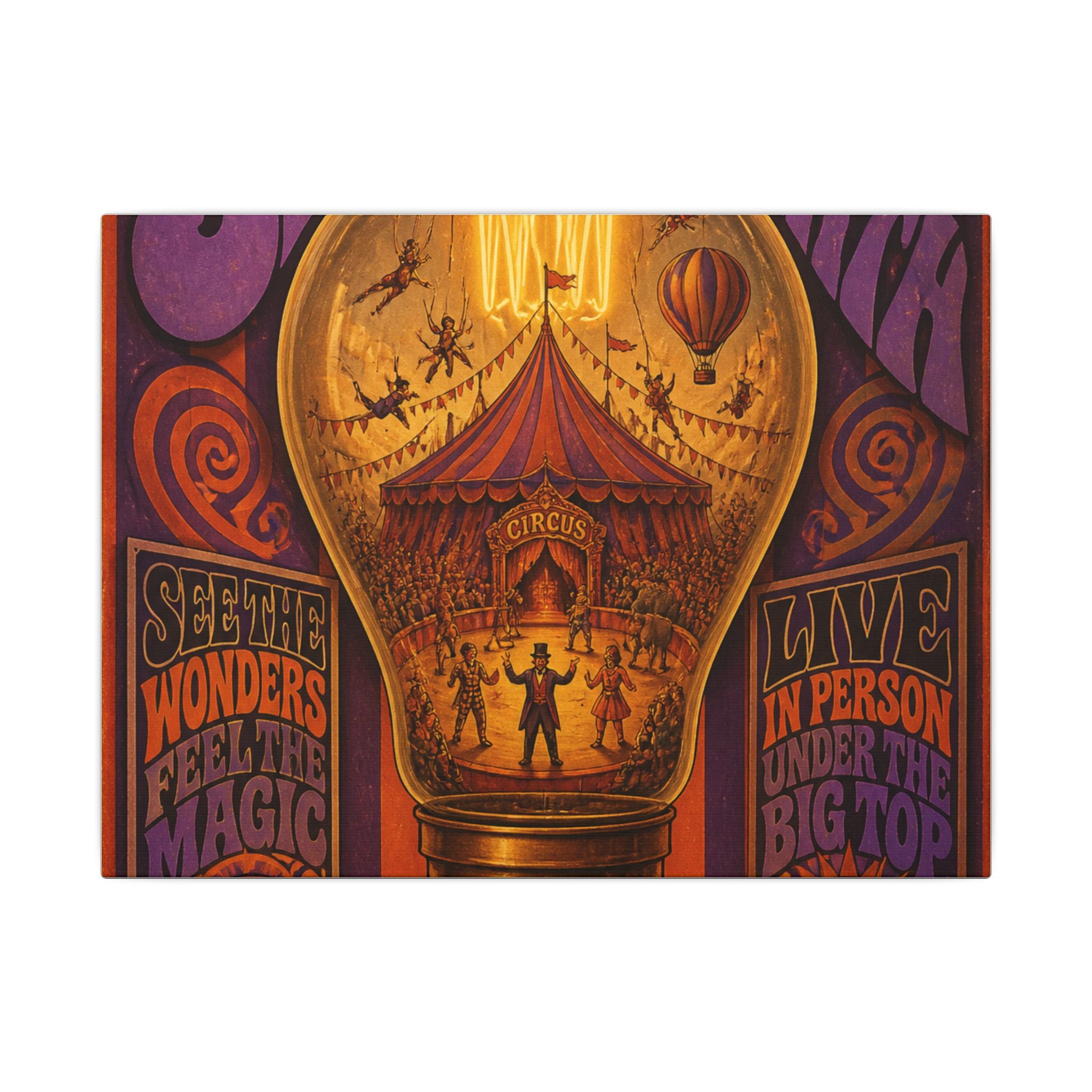 Light Bulb Circus Wall Art Canvas 24×36 Psychedelic Dining Room Decor Maximalist Print