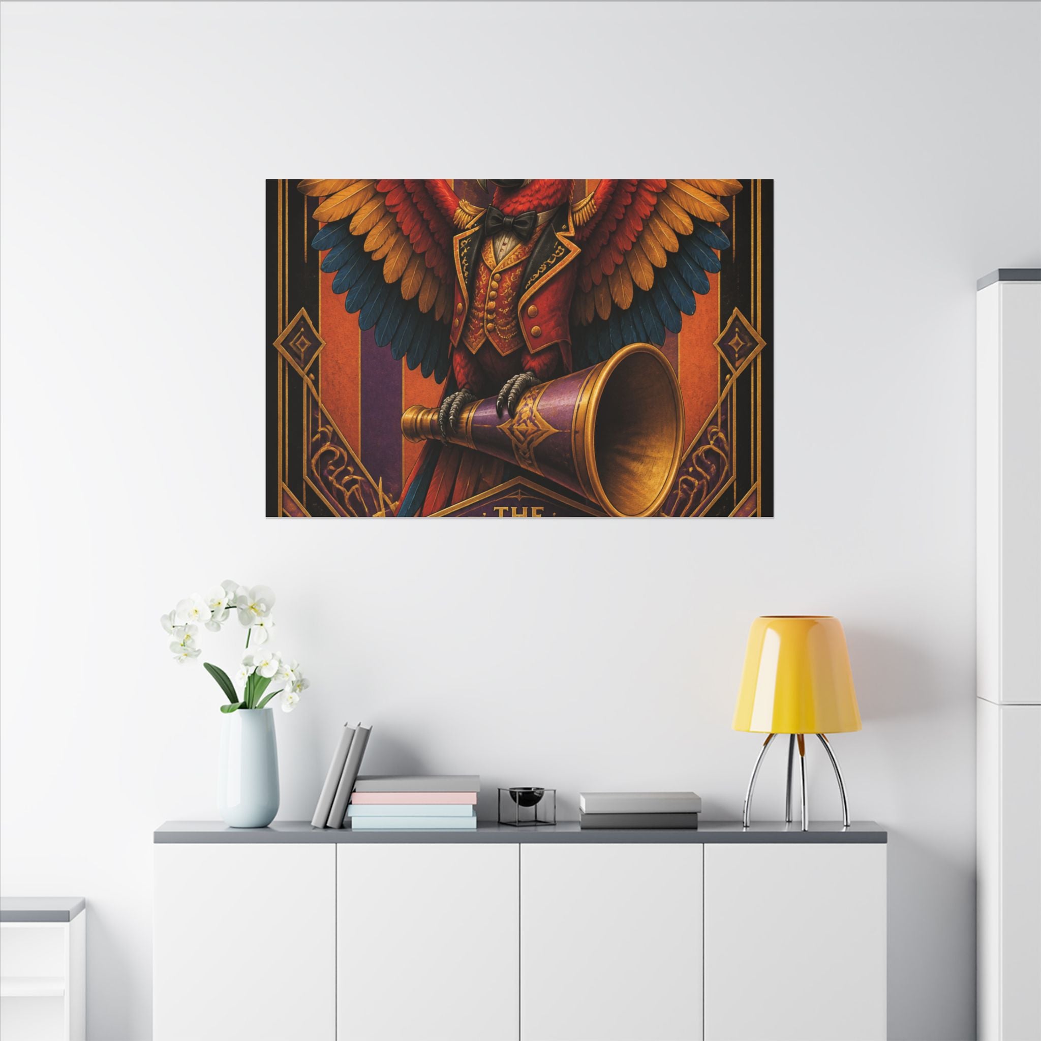 Parrot Ringmaster Wall Art Canvas 24×36 Art Deco Bar Area Decor Maximalist Print