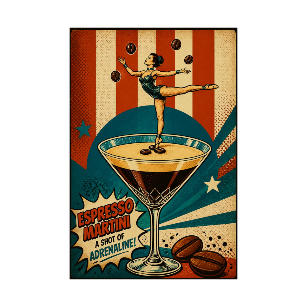 Espresso Martini Acrobat Wall Art Poster 18×24 Pop Art Living Room Decor Maximalist Print