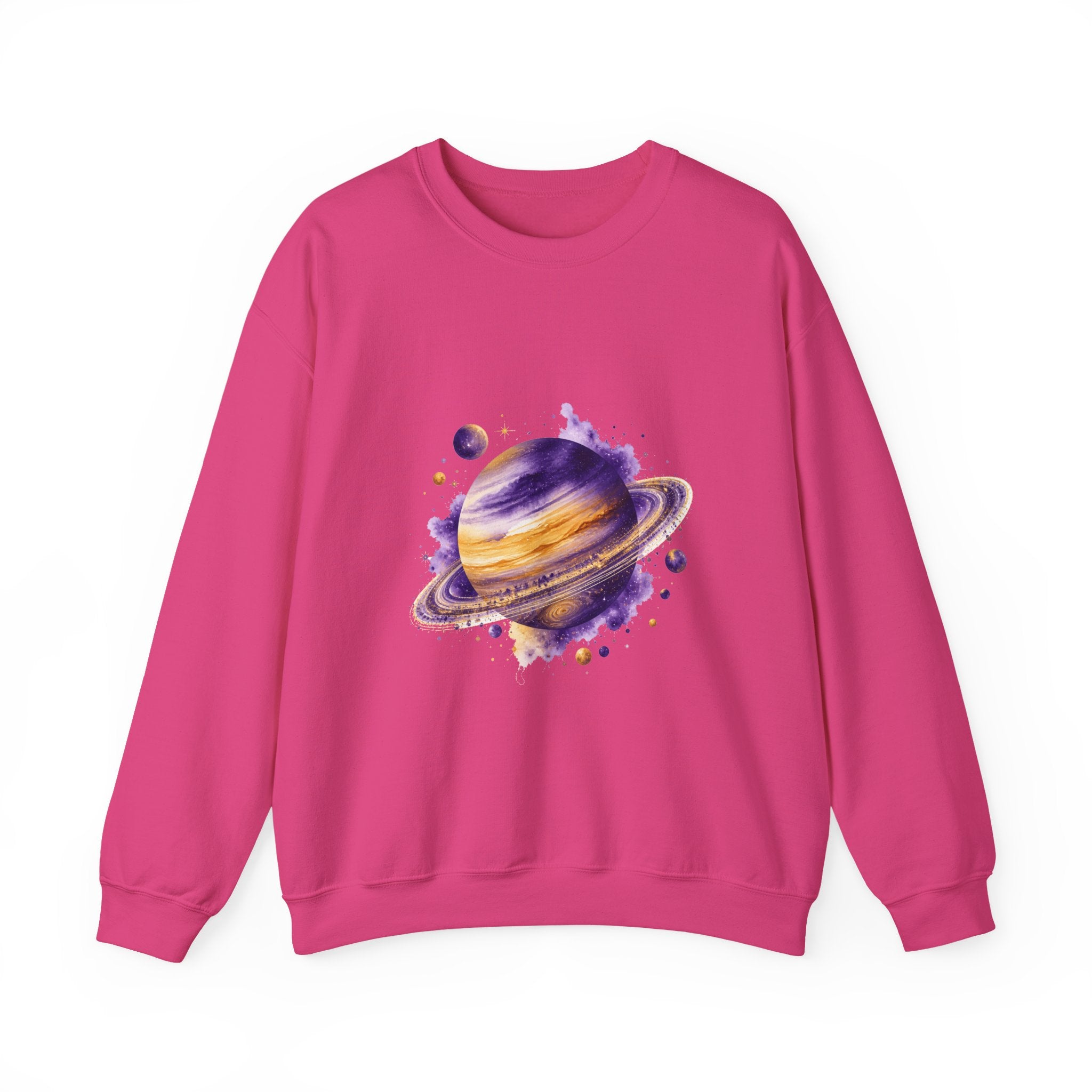 Matching Couple Sweatshirt - Astronaut & Planet Matching Couple Comfort Colors Crew Watercolor Art His Hers Birthday Gift - Design B