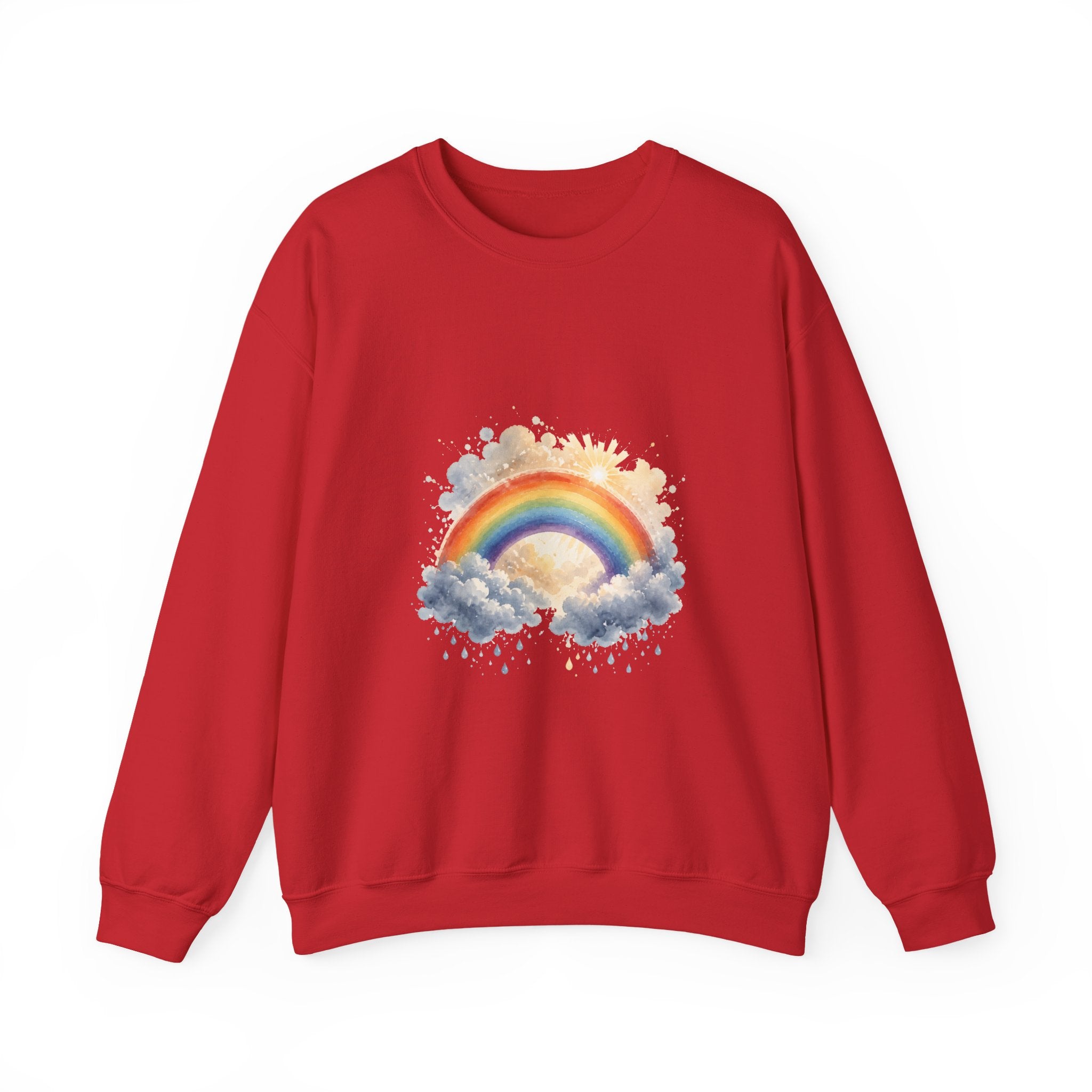 Matching Couple Sweatshirt - Storm & Rainbow Matching Couple Crewneck Sweatshirt Watercolor Art His Hers Engagement Gift - Design B