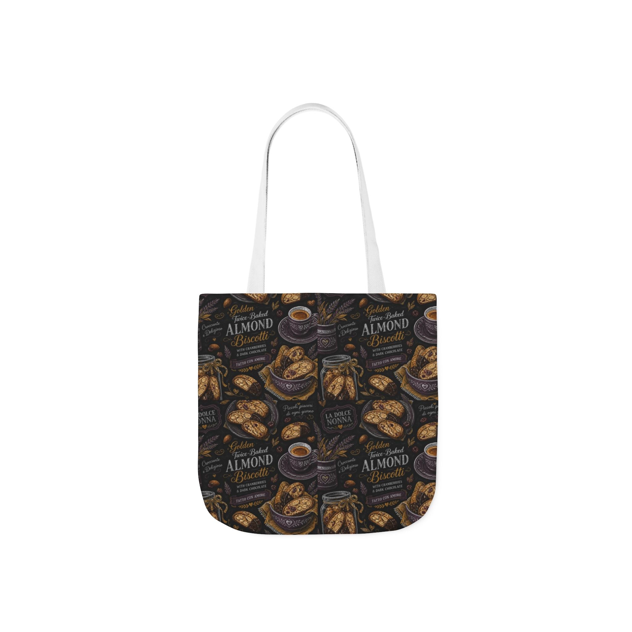 Almond Biscotti Canvas Tote Bag Mediterranean Kitchen Chalk Art Design Italian Cottagecore Gift