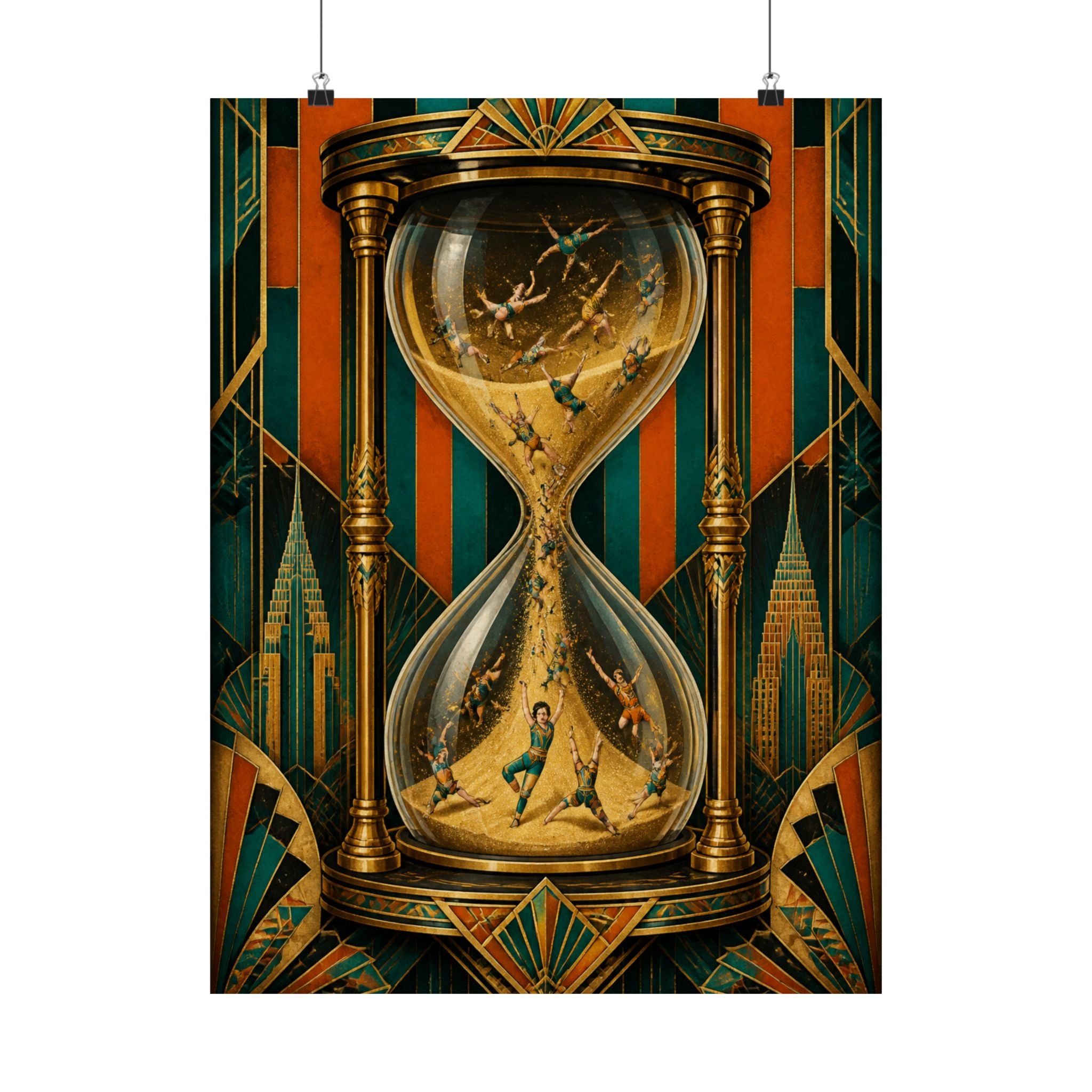 Hourglass Acrobats Wall Art Poster 24×36 Art Deco Bar Area Decor Maximalist Print