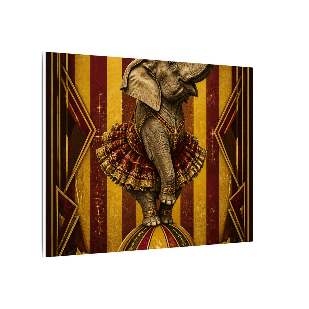 Elephant on Ball Wall Art Canvas 16×20 Art Deco Entryway Decor Maximalist Print