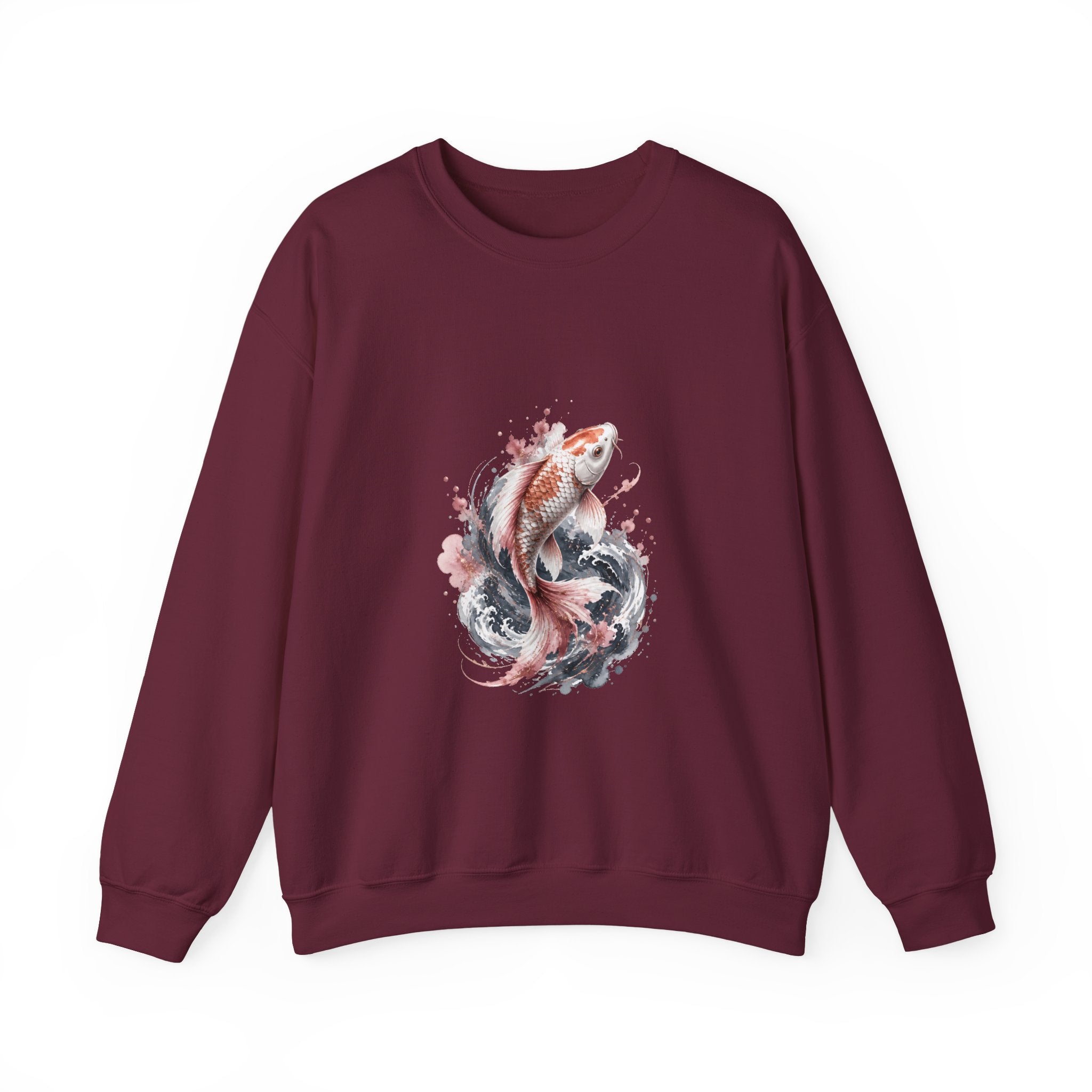 Matching Couple Sweatshirt - Koi Fish Yin Yang Matching Couple Crewneck Sweatshirt Watercolor Art His Hers Engagement Gift - Design A