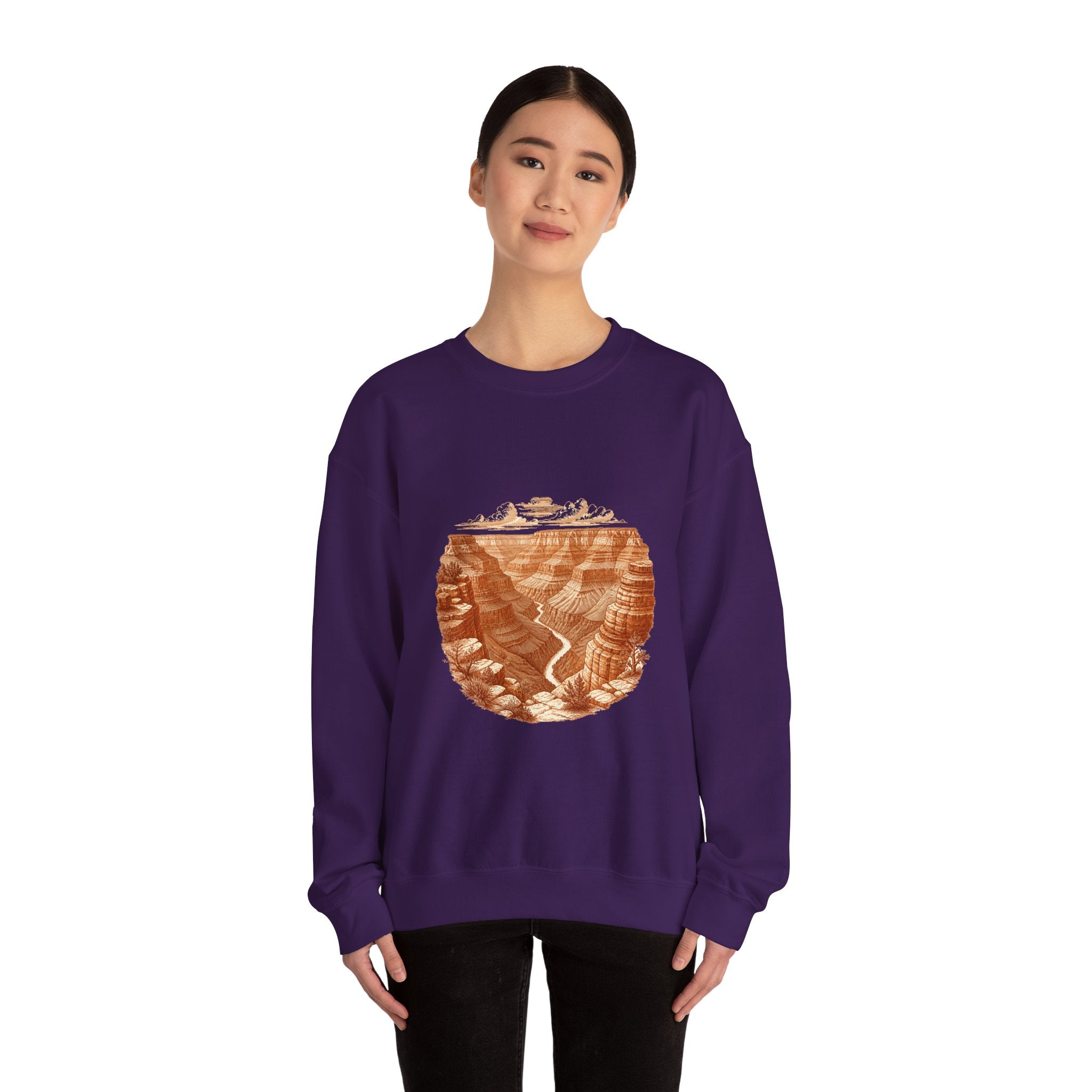 Matching Couple Sweatshirt - Lavender Fields & Canyon Matching Couple Premium Fleece Sweatshirt Vintage Art His Hers Honeymoon Gift - Design B