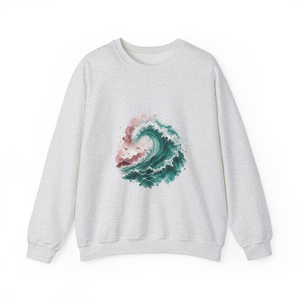 Matching Couple Sweatshirt - Mountain & Ocean Matching Couple Crewneck Sweatshirt Watercolor Art His Hers Engagement Gift - Design B