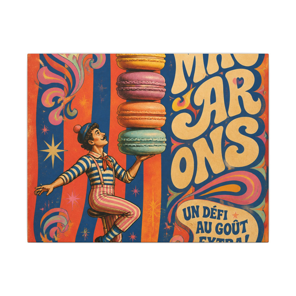 Macaron Balancing Tower Wall Art Canvas 16×20 Psychedelic Cafe Decor Maximalist Print