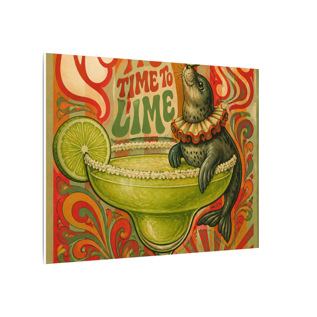 Margarita Balancing Seal Wall Art Canvas 16×20 Psychedelic Cafe Decor Maximalist Print