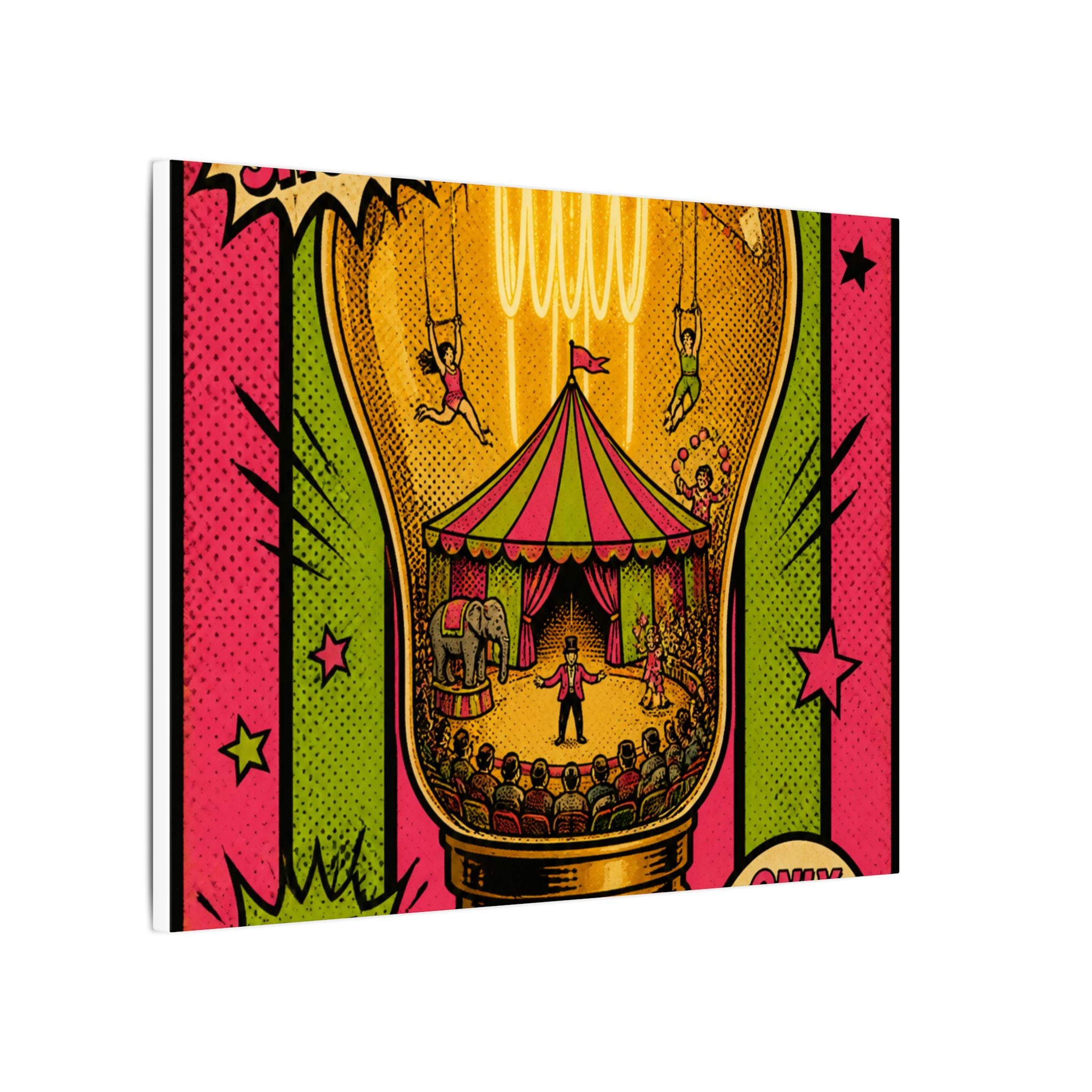 Light Bulb Circus Wall Art Canvas 16×20 Pop Art Living Room Decor Maximalist Print