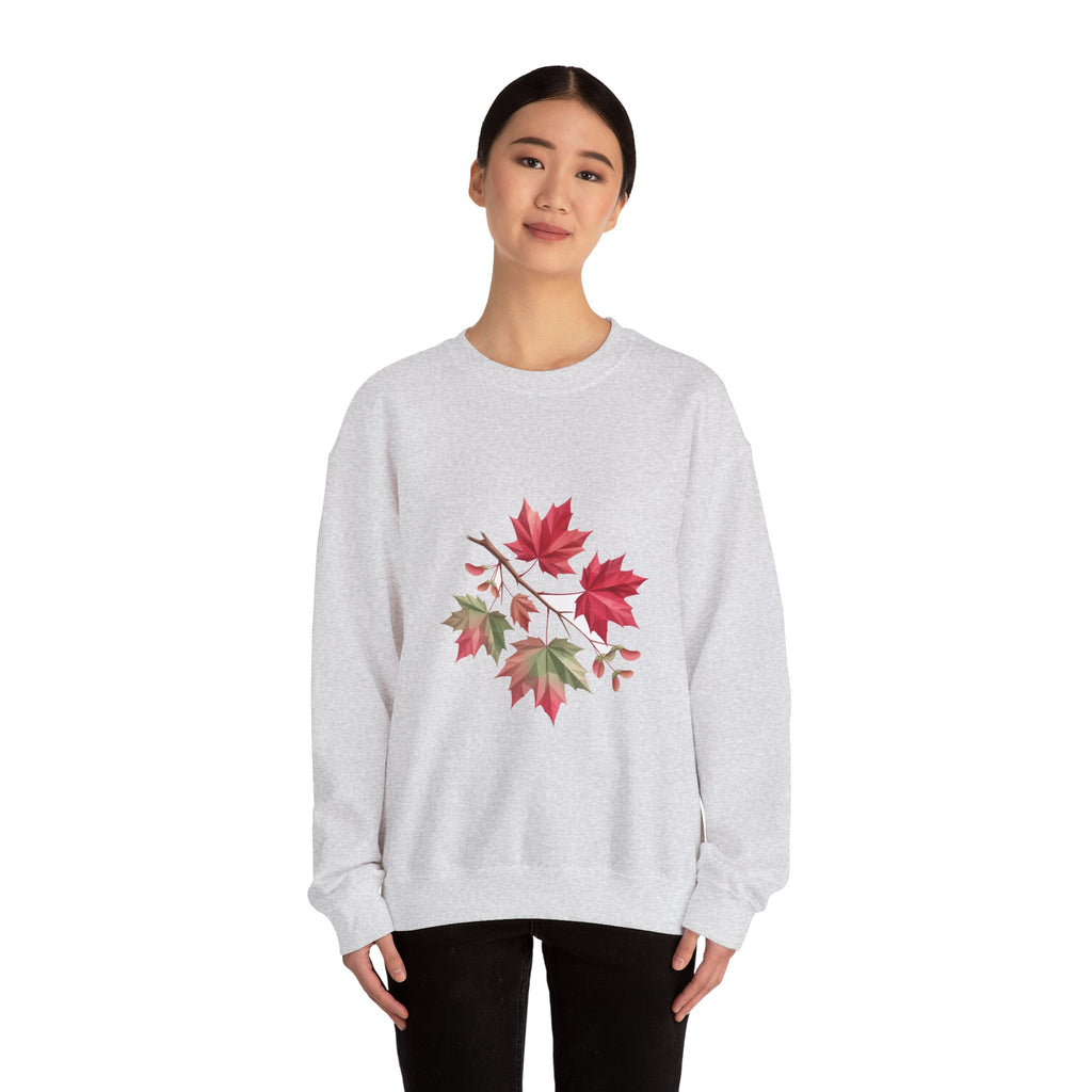 Matching Couple Sweatshirt - Cherry Blossom & Maple Leaf Matching Couple Premium Fleece Sweatshirt Geometric Art His Hers Love Gift - Design B
