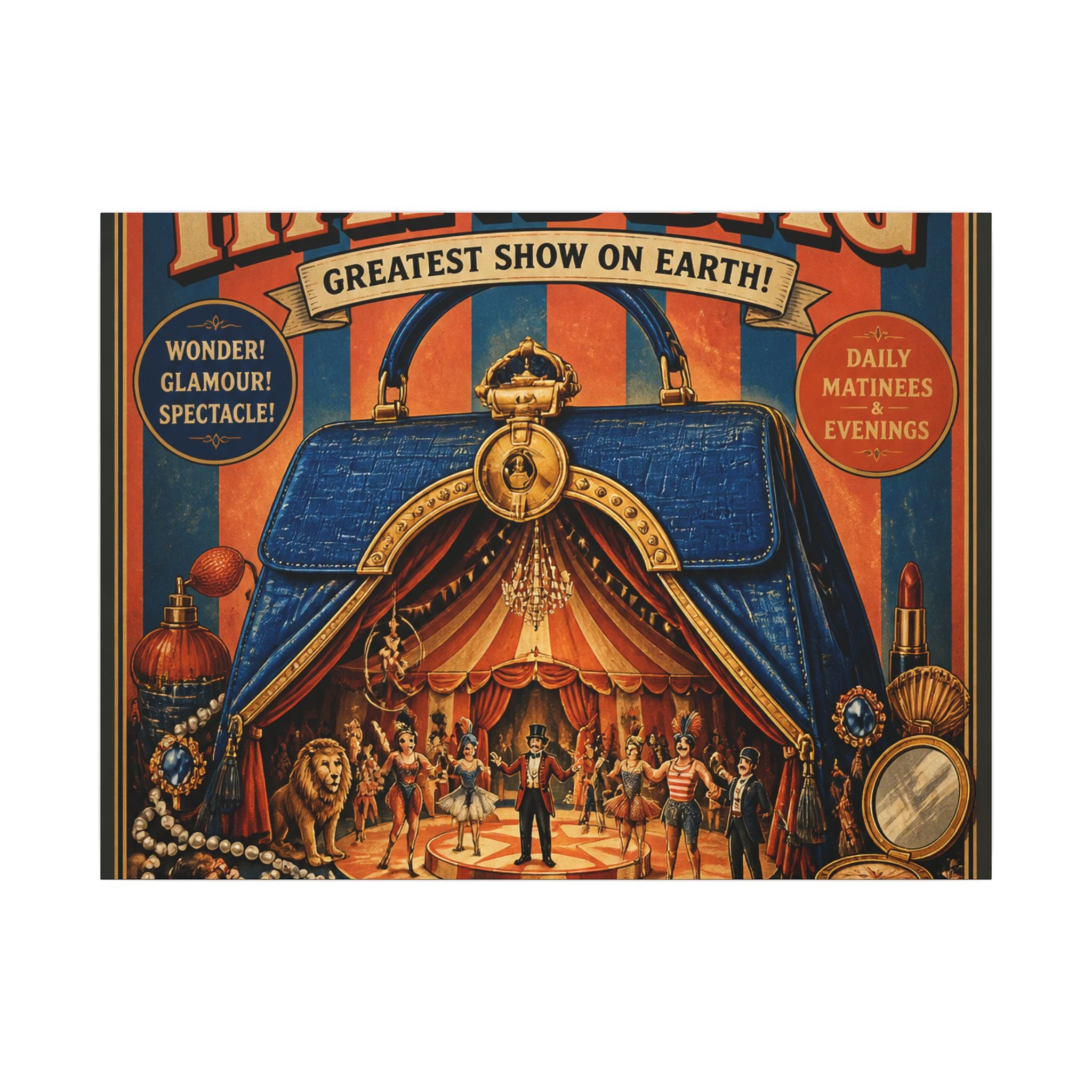 Handbag Big Top Wall Art Canvas 16×20 Vintage Circus Kitchen Decor Maximalist Print